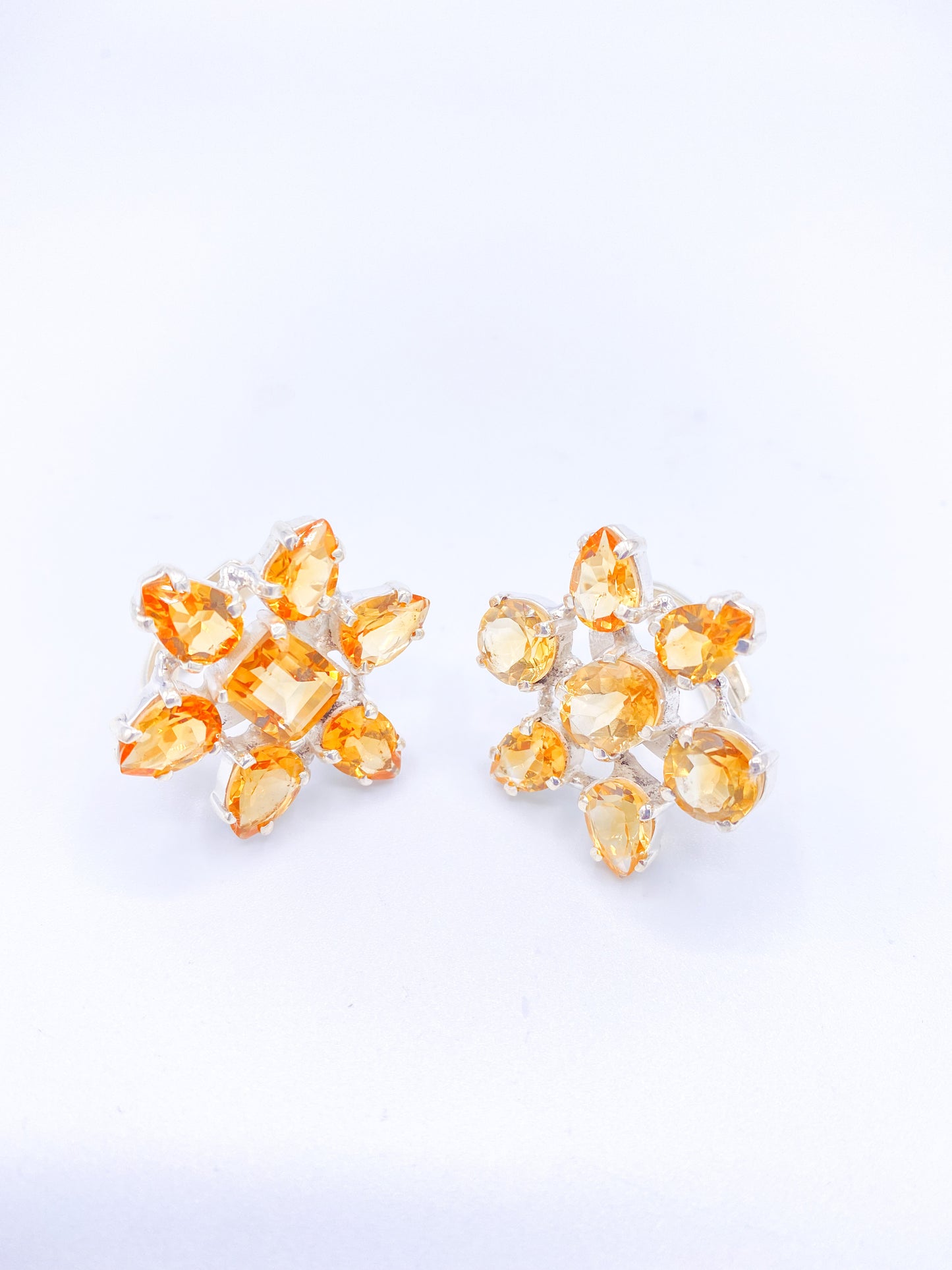 Citrine Flower Adjustable Ring- Solid Sterling Silver