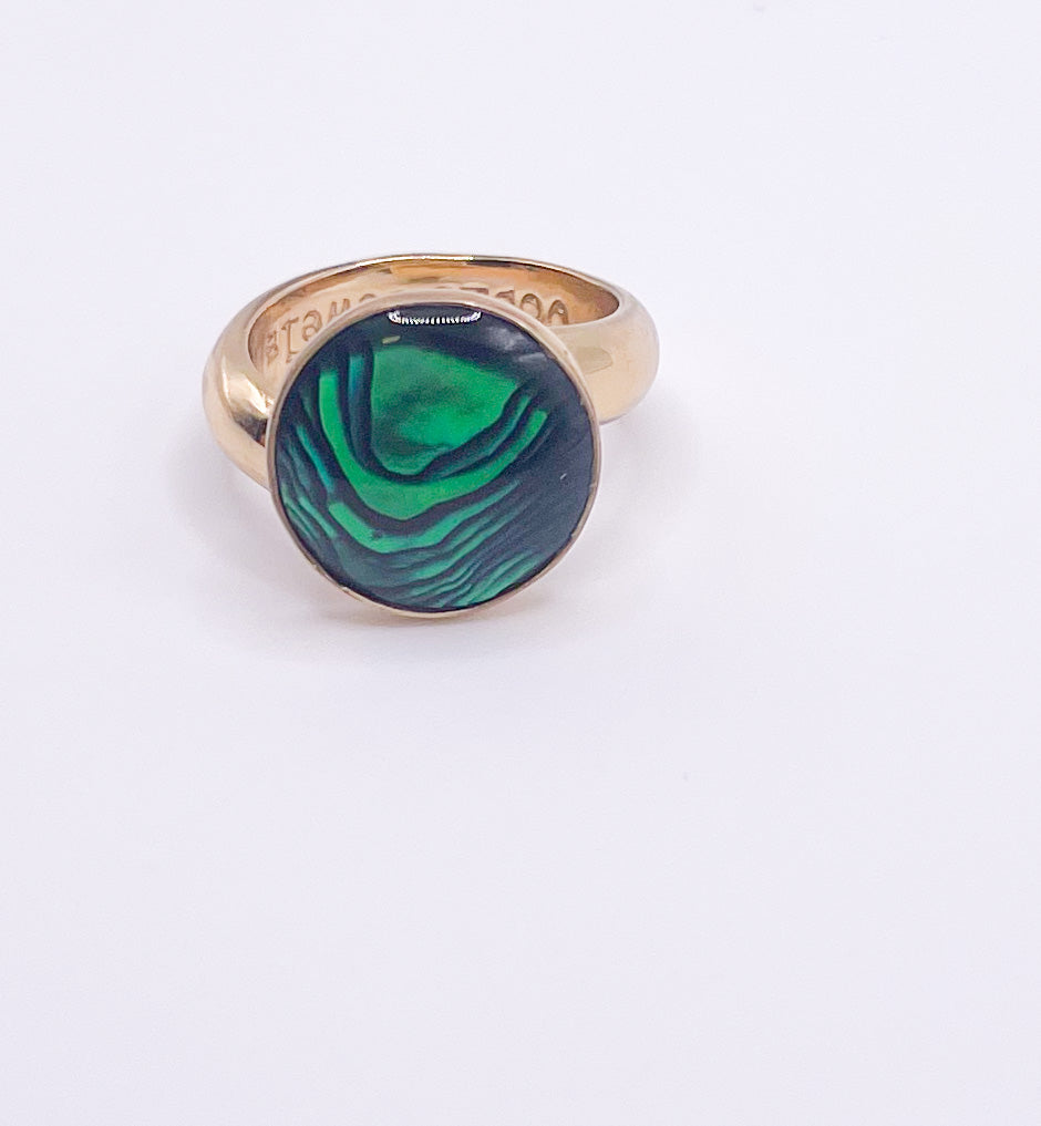 Green Abalone Polka Dot Ring-Alchemia