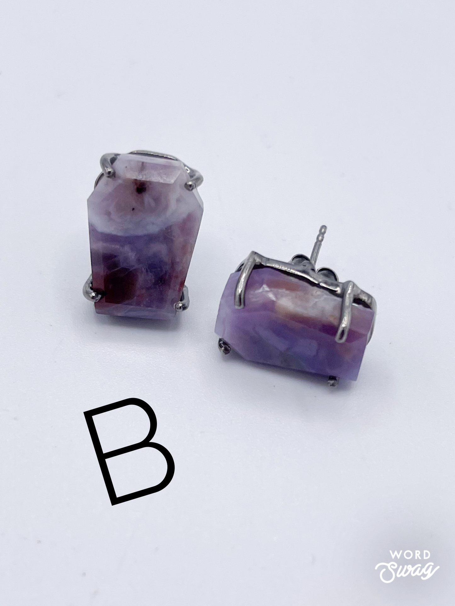 Morado Opal Coffin Studs-Solid Sterling Silver