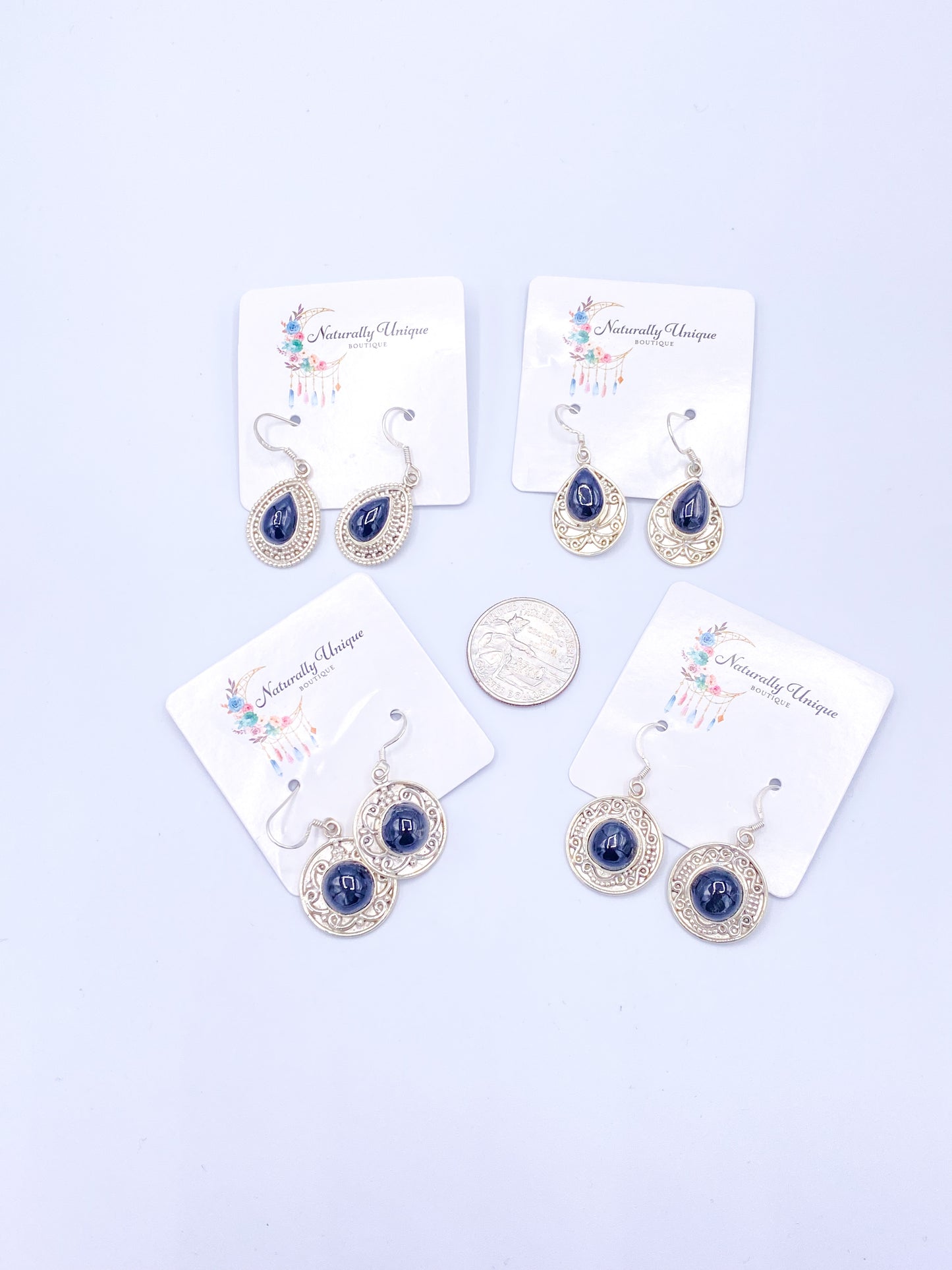 Star Diopside Dangle Earrings - Solid Sterling Silver