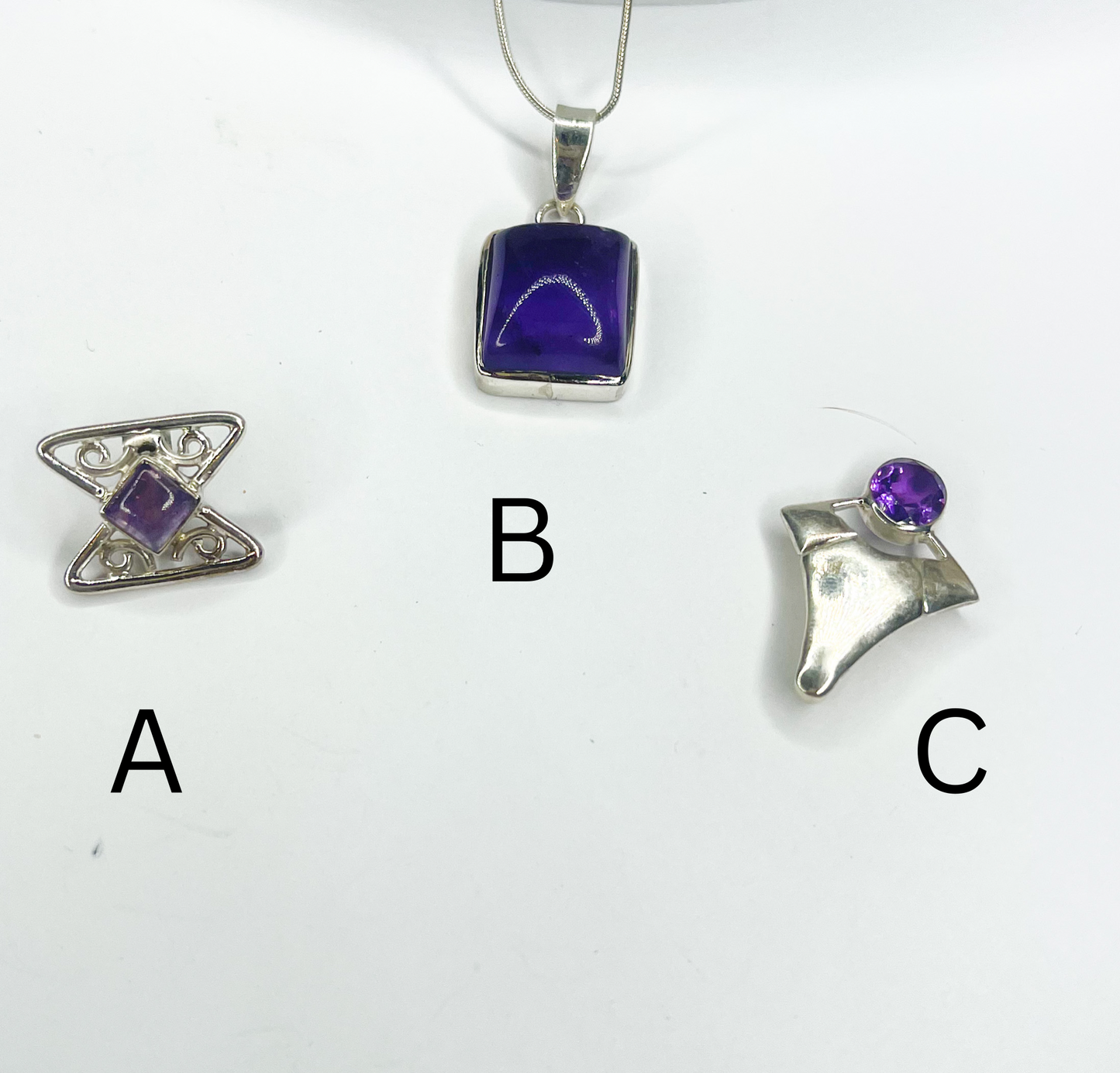 Amethyst Pendant Mix-Solid Sterling Silver