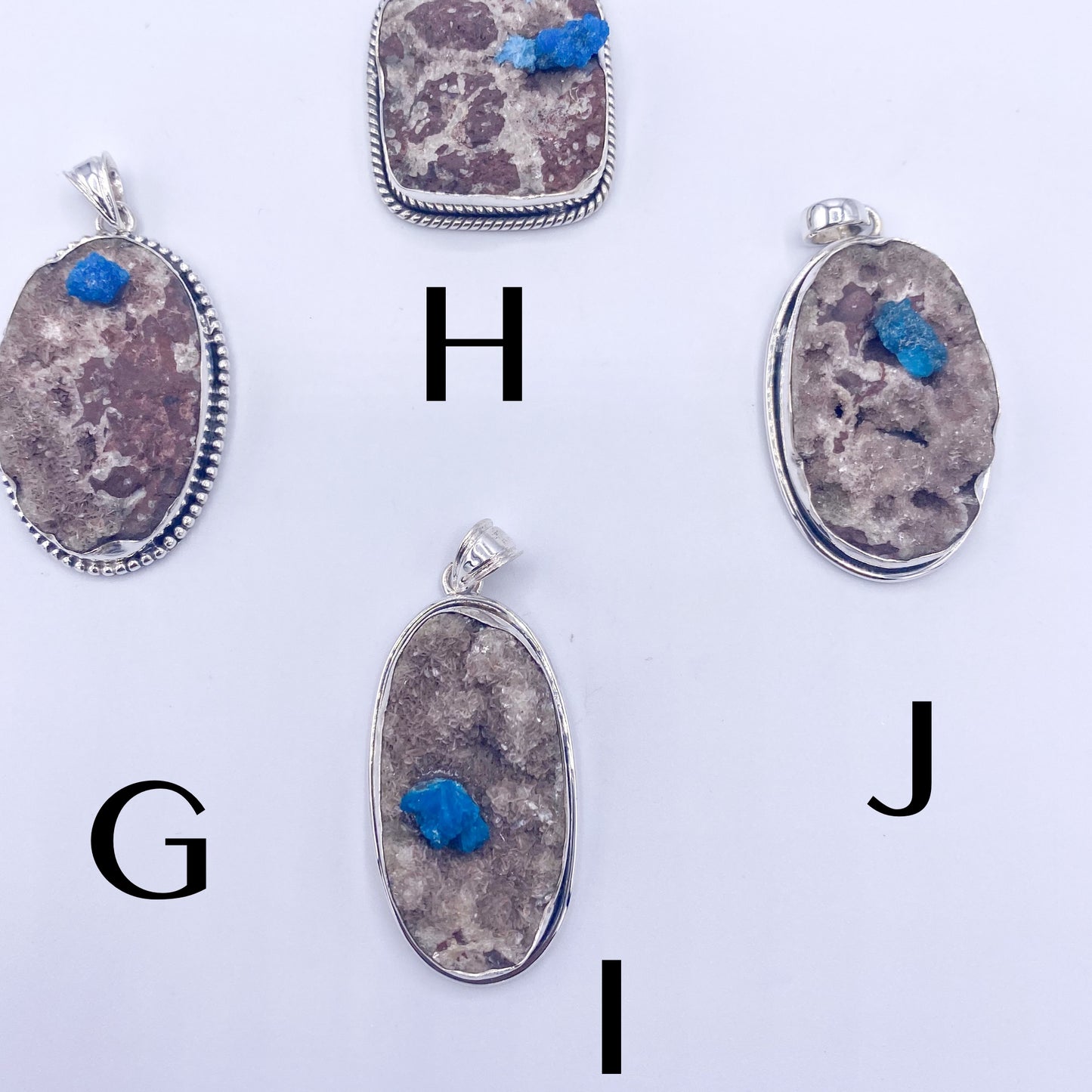 Canvas Druzy Pendant-Solid Sterling silver