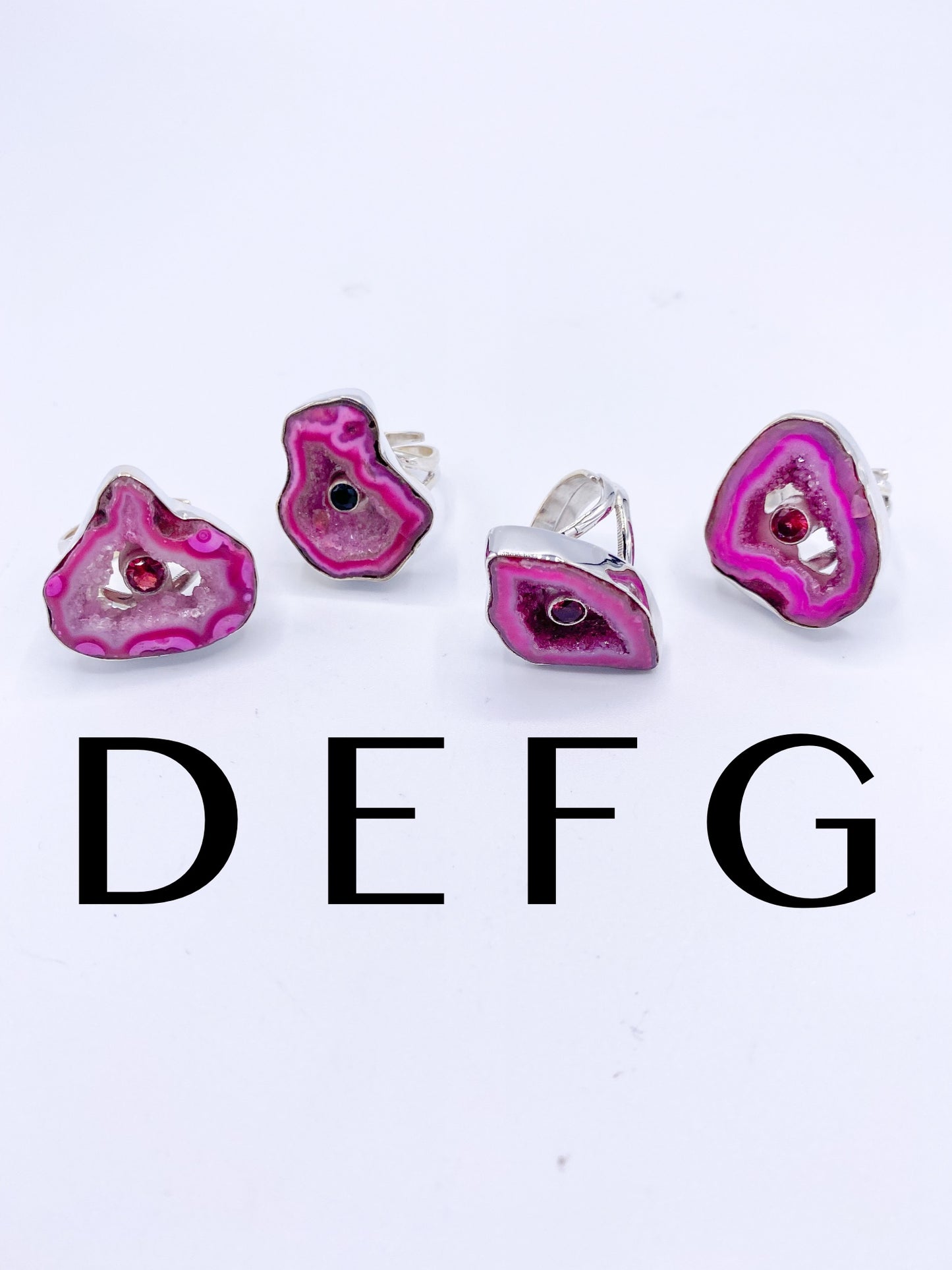 Pink Agate Druzy Mix-Solid Sterling Silver