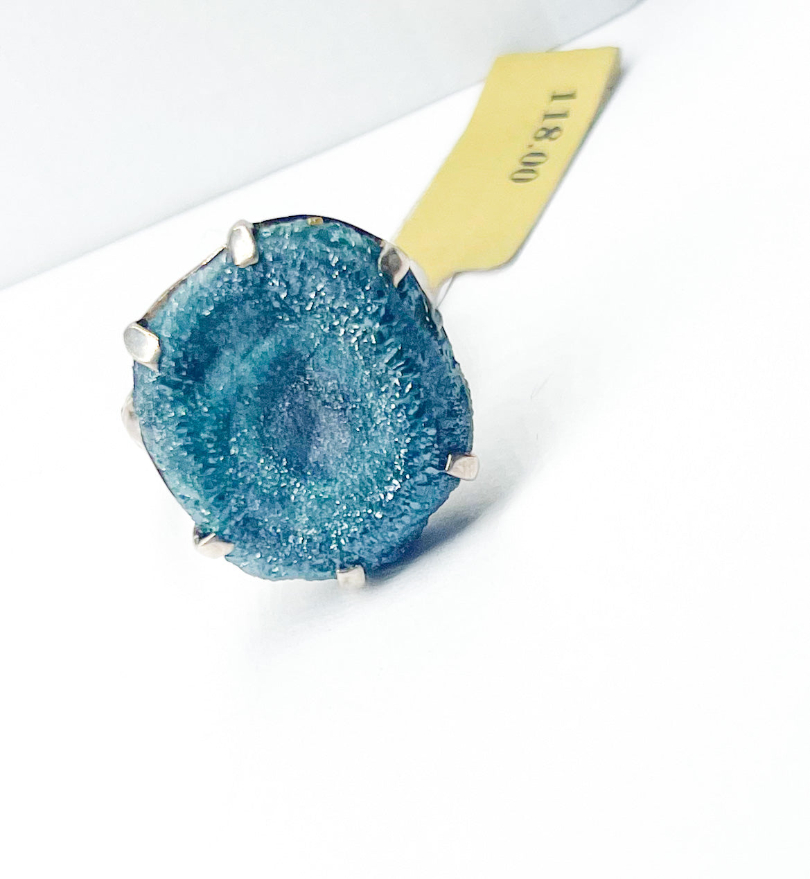 Size 8 Blue Druzy Silver Ring-Starborn