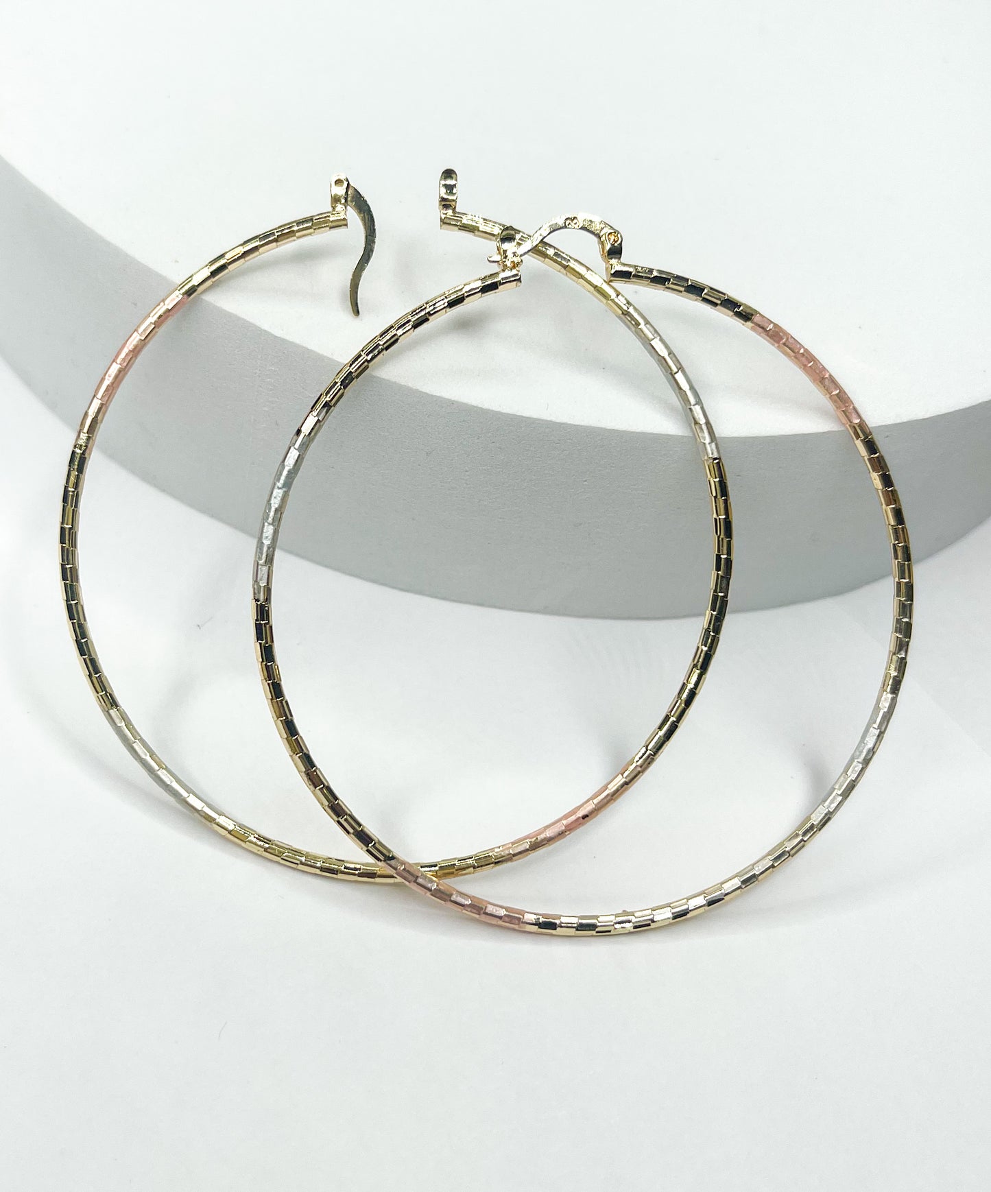 Tri Color Hoops-18k Gold Filled