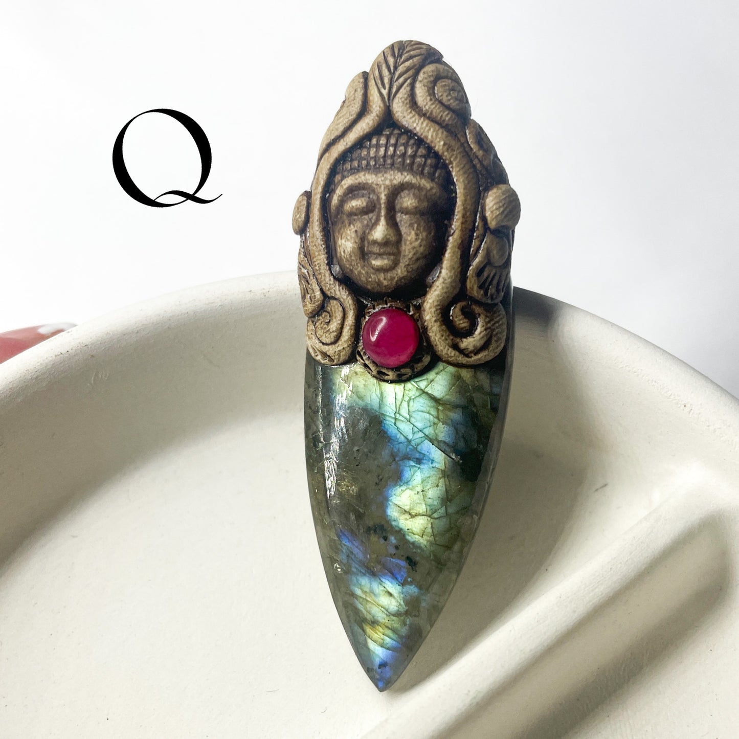 Face Labradorite Clay Pendants