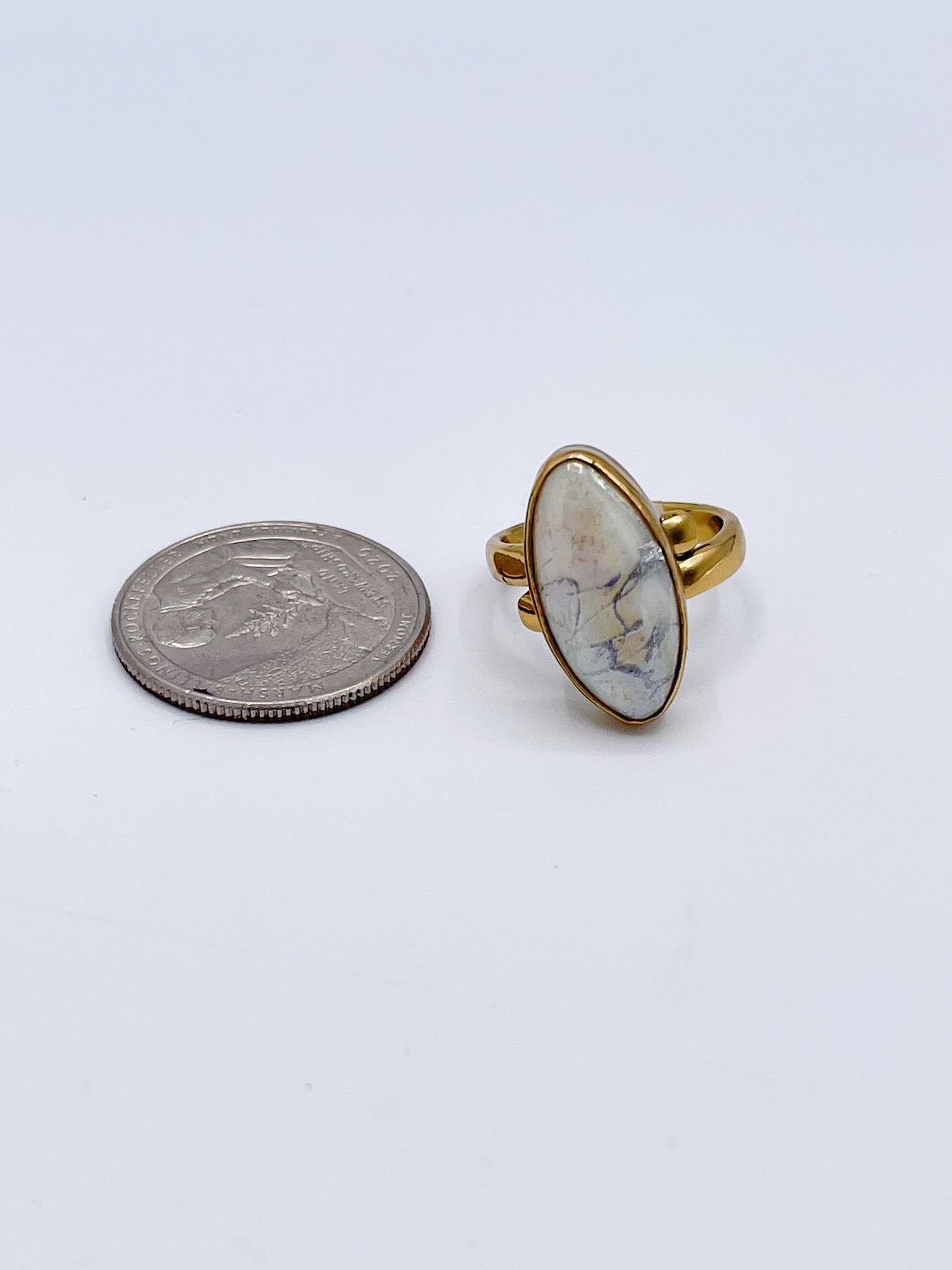 Opal Adjustable Silver Marbled Ring-Alchemia