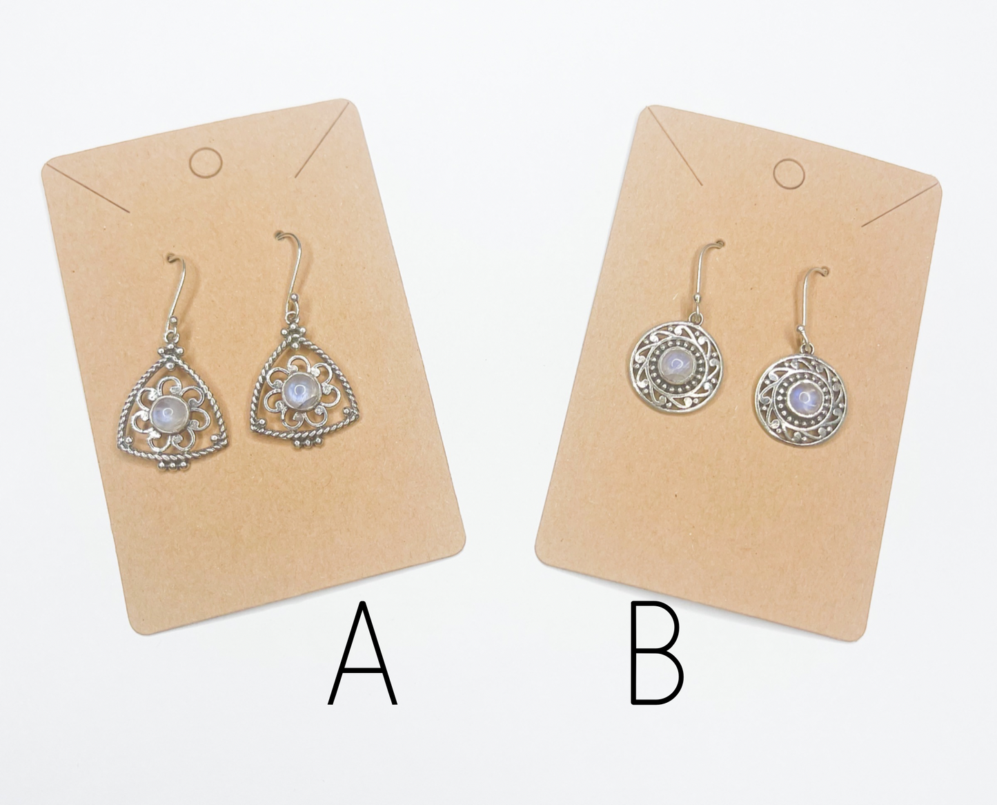 Moonstone Dangle Earrings - Solid Sterling Silver