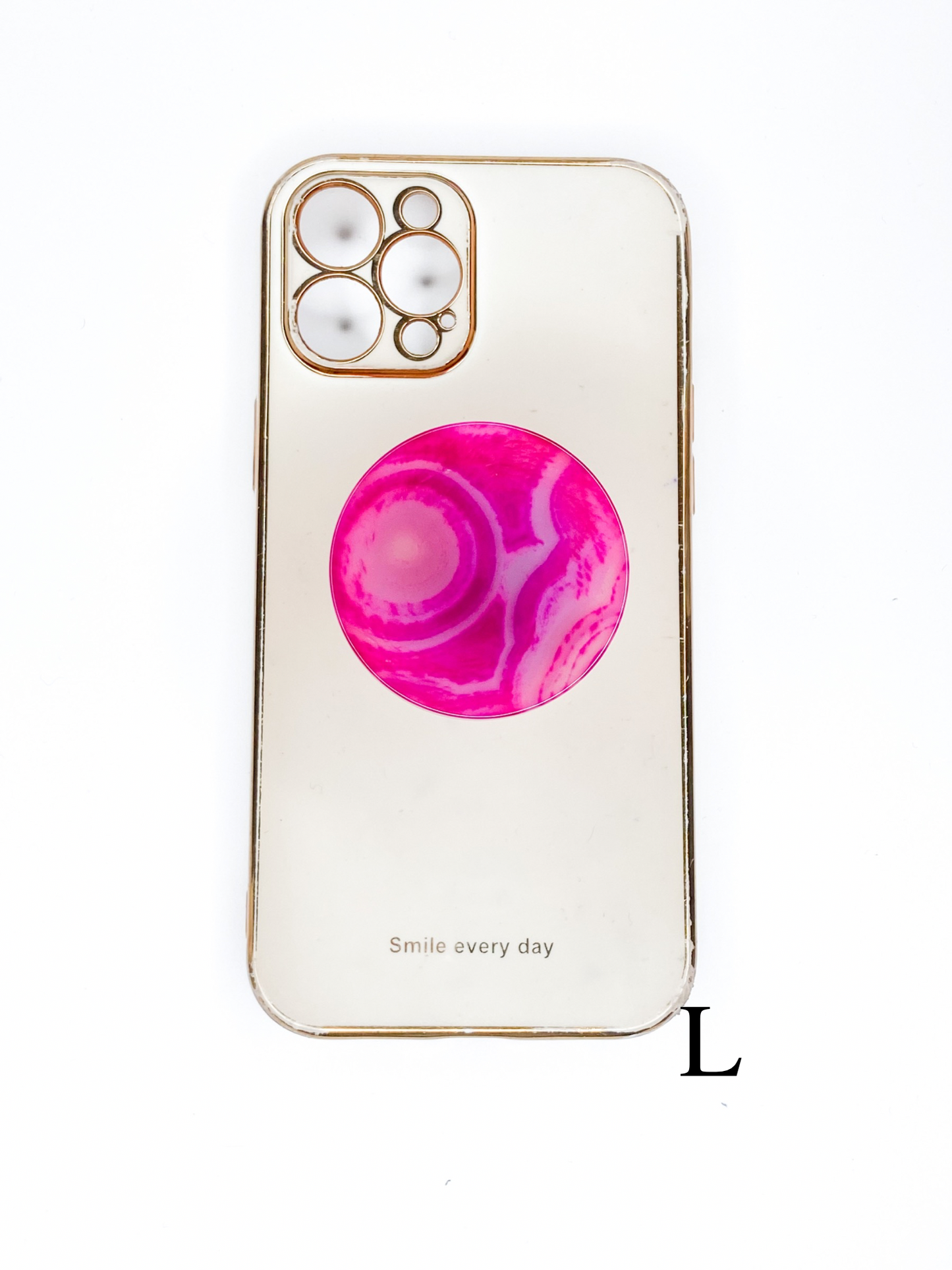 Pink Round Agate Phone Stones