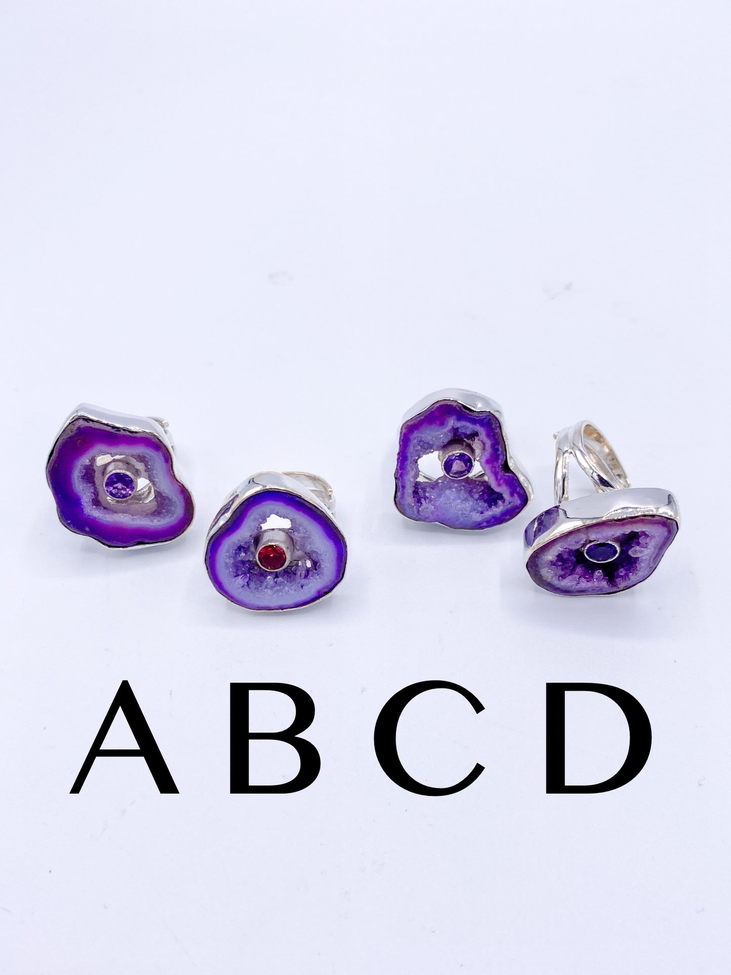 Purple Agate Druzy Ring Mix-Solid Sterling Silver