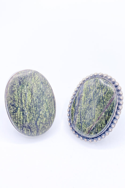 Zebra Jasper Adjustable Ring - Solid Sterling  Silver