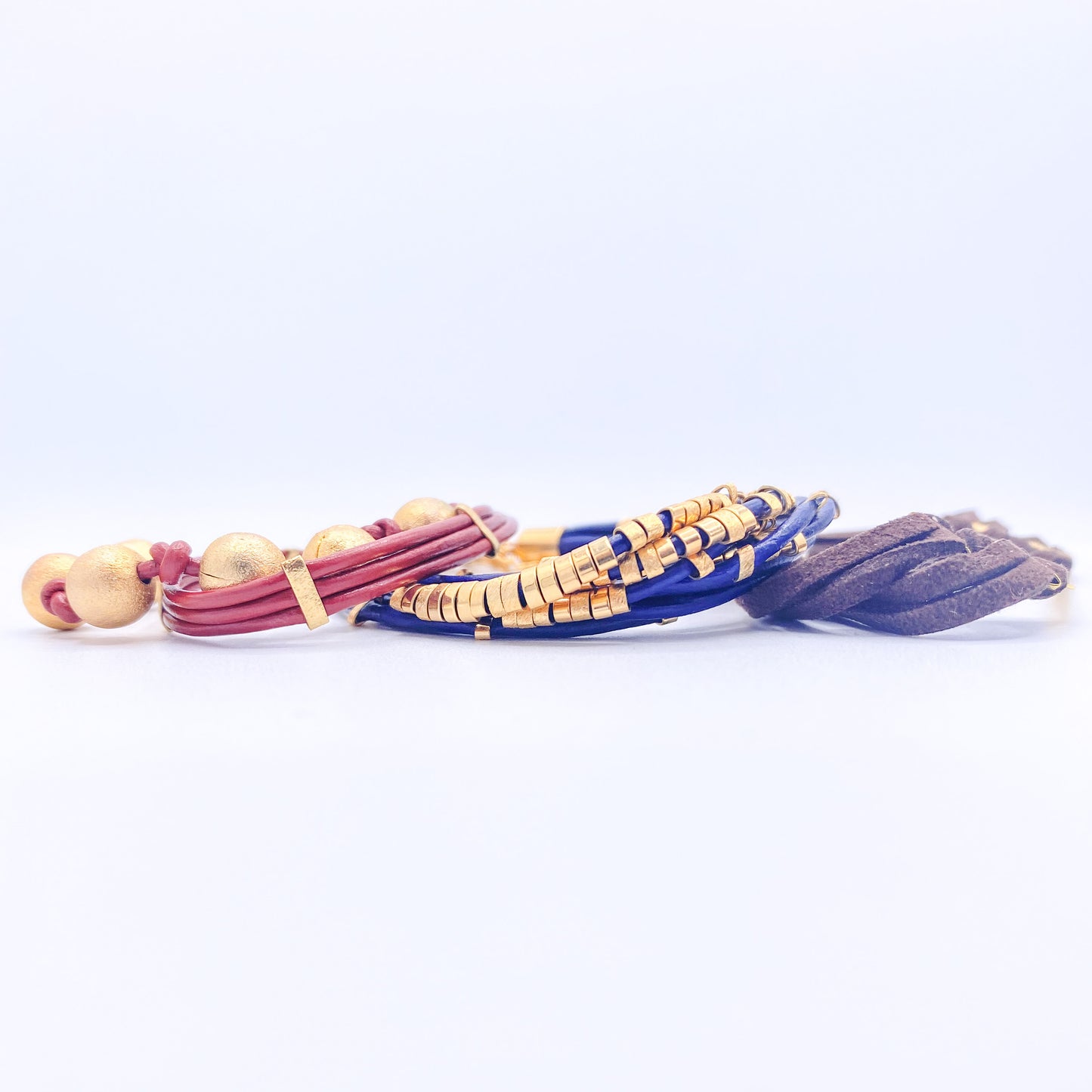 Leather and gold Brzilian Bracelet - 18k Gold Filled