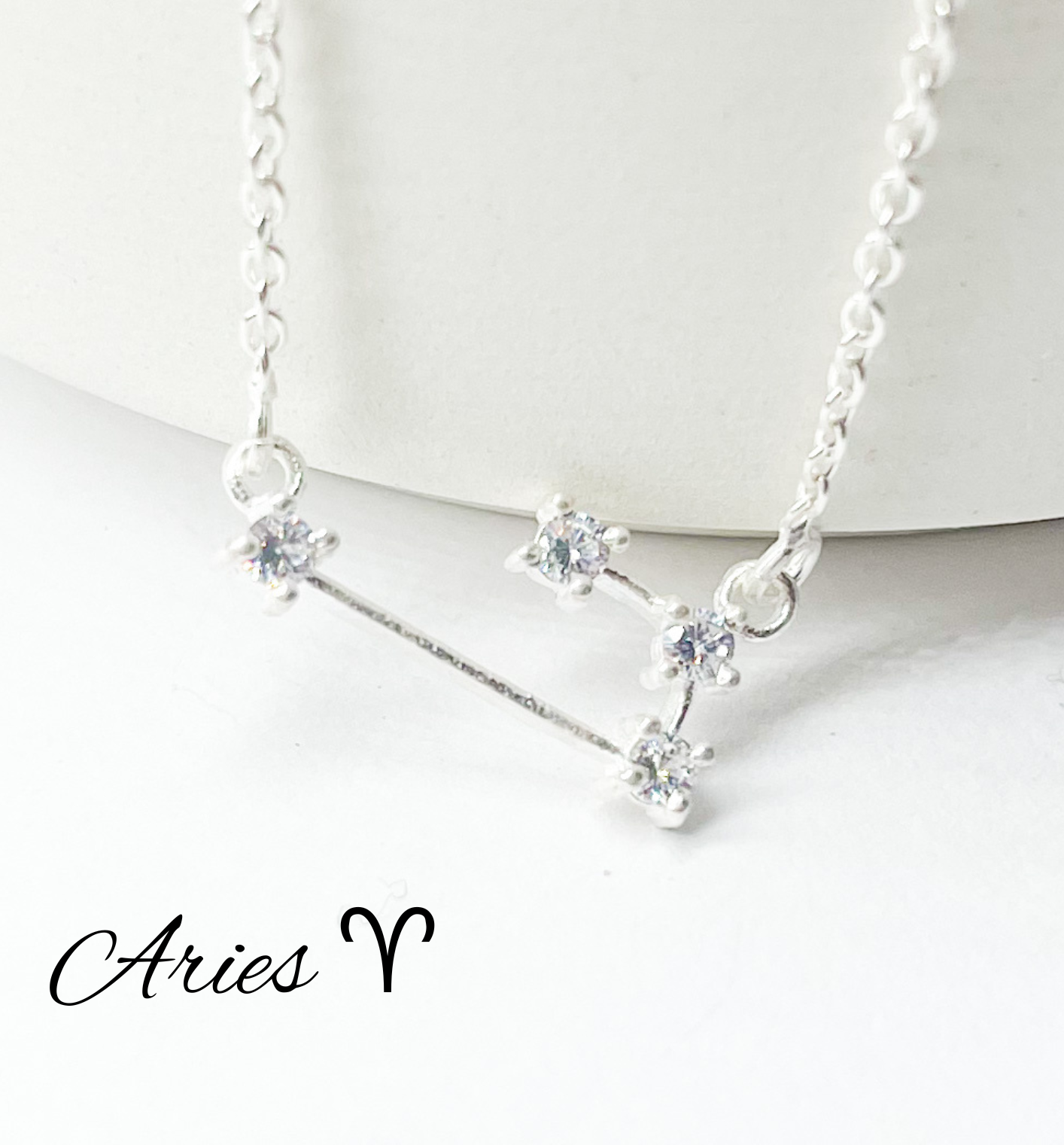 Aries Zodiac Necklace-Silver Constellation
