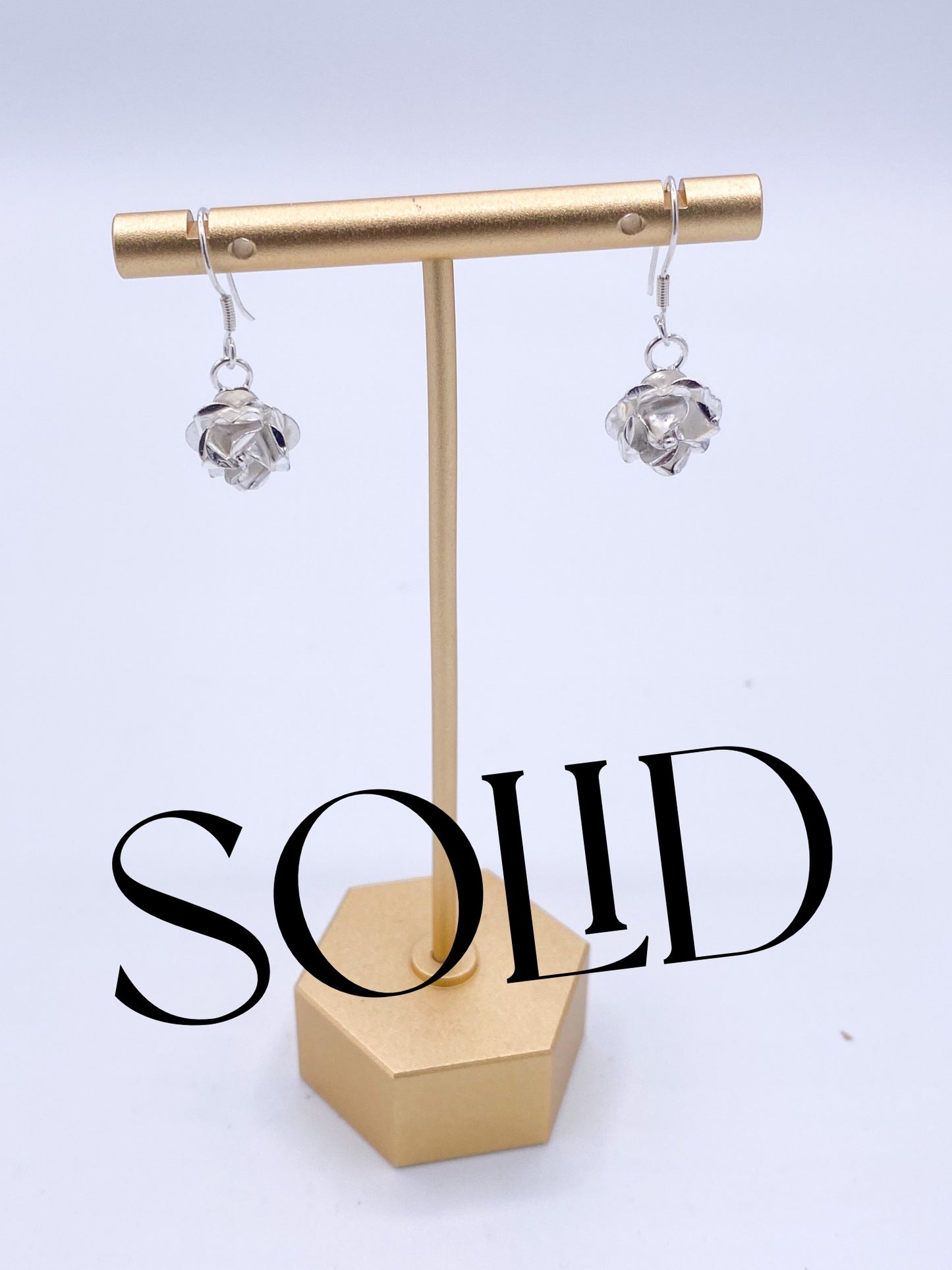Dangle Rose Earrings-Solid Sterling Silver