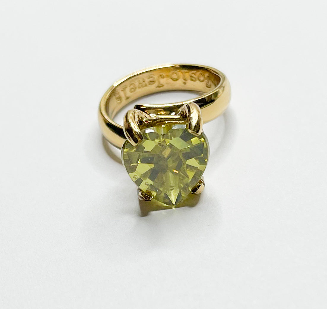 Lemon Citrine Heart Prong Set Ring-Alchemia