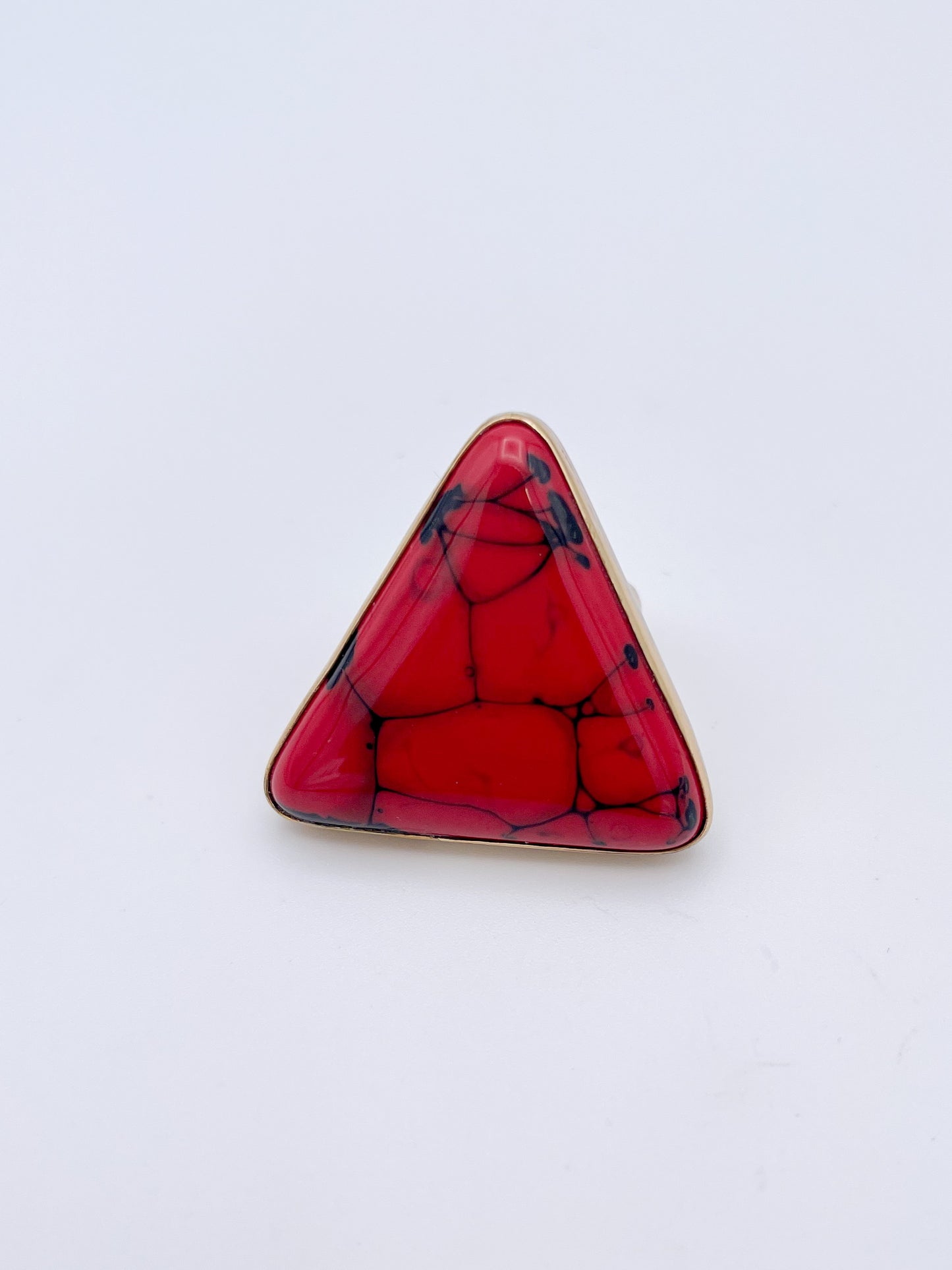 Red Glass Triangle Adjustable Ring-Alchemia