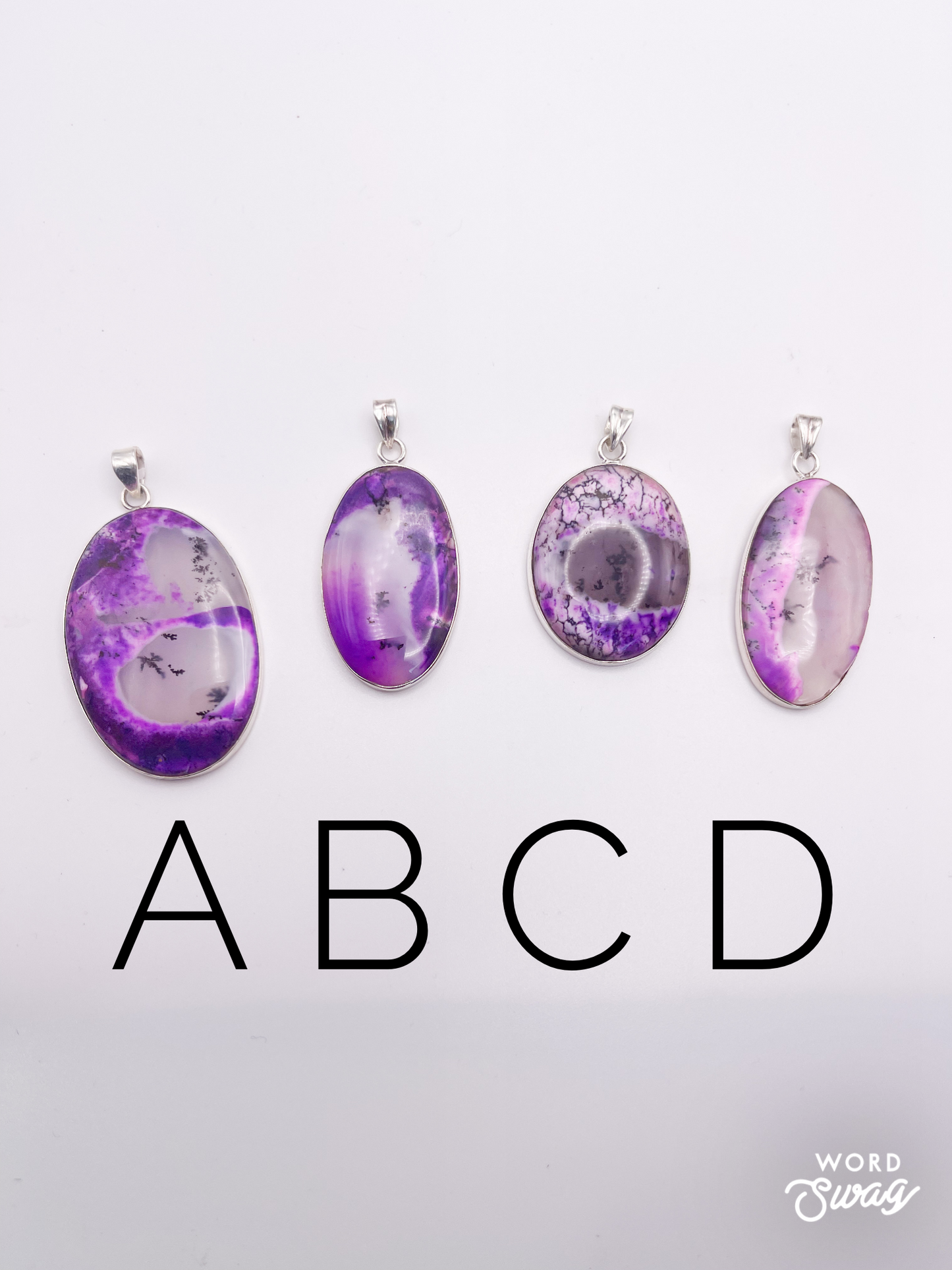 Purple Dendrite Opal pendant-Solid Sterling Silver