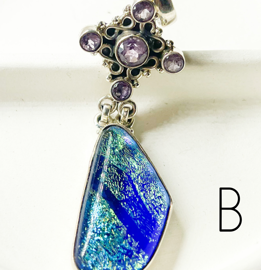 Glass Pendant Mix-Solid Sterling Silver