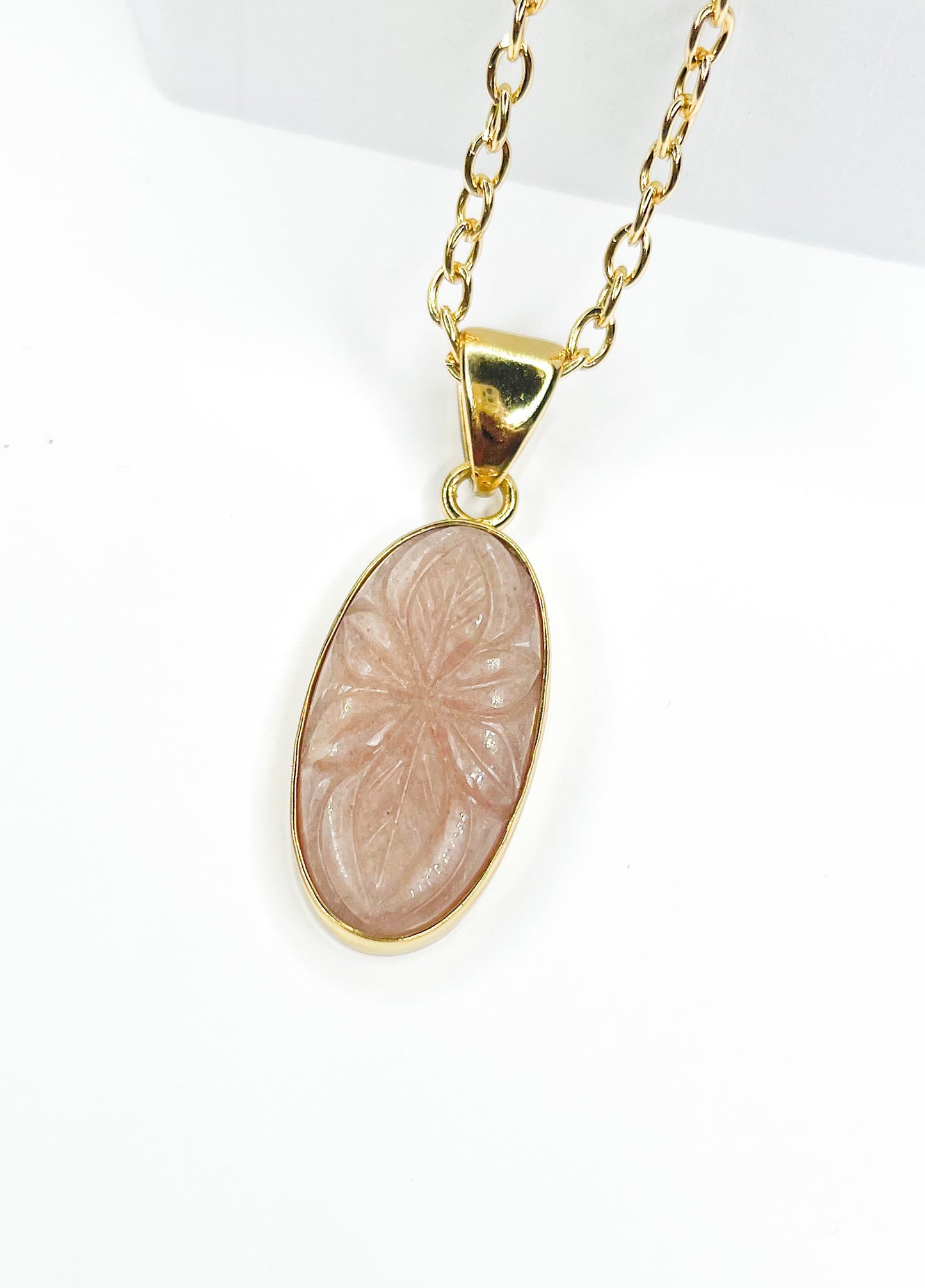 Peach Moonstone Craved Pendant-Alchemia