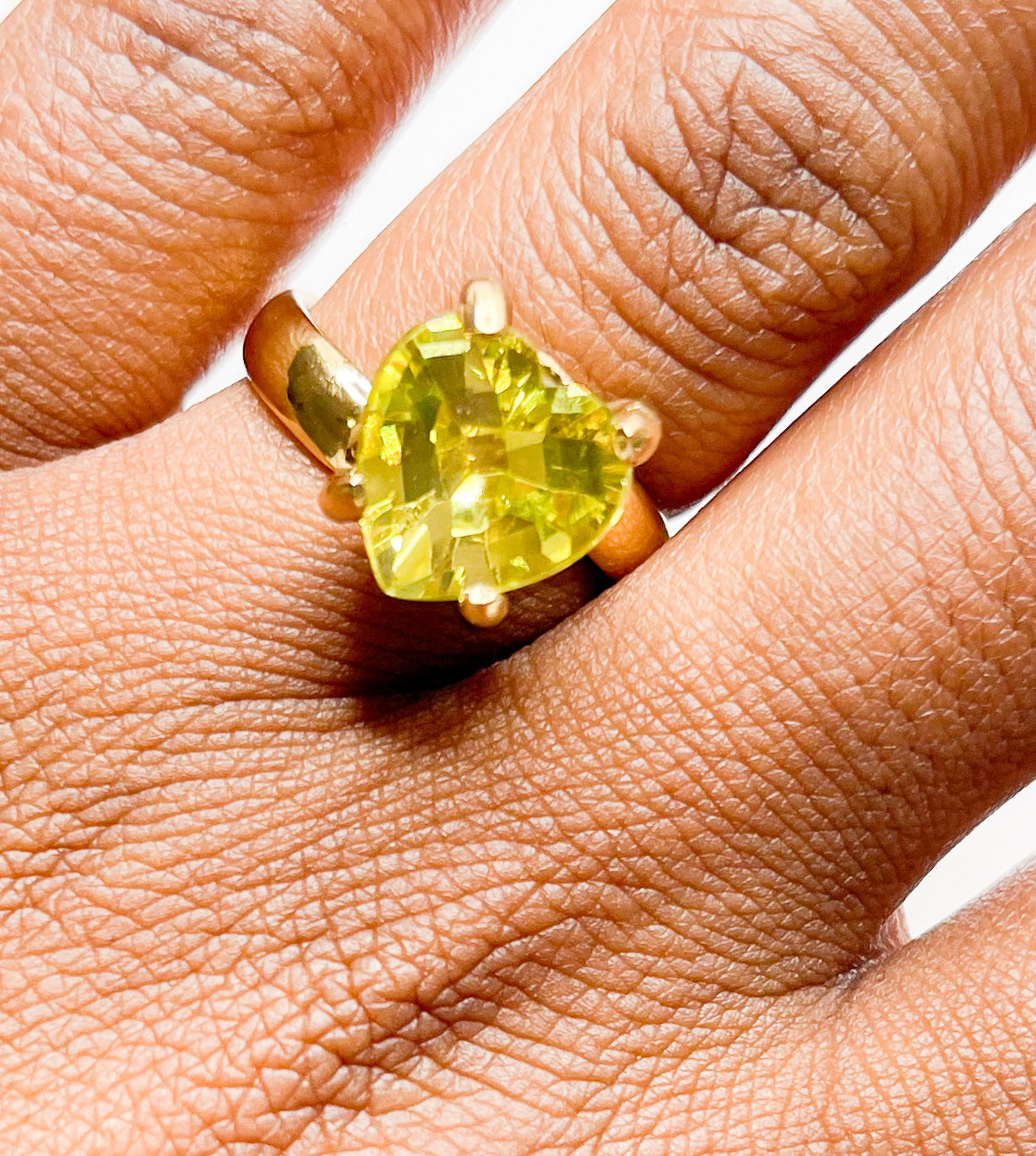 Lemon Citrine Heart Prong Set Ring-Alchemia