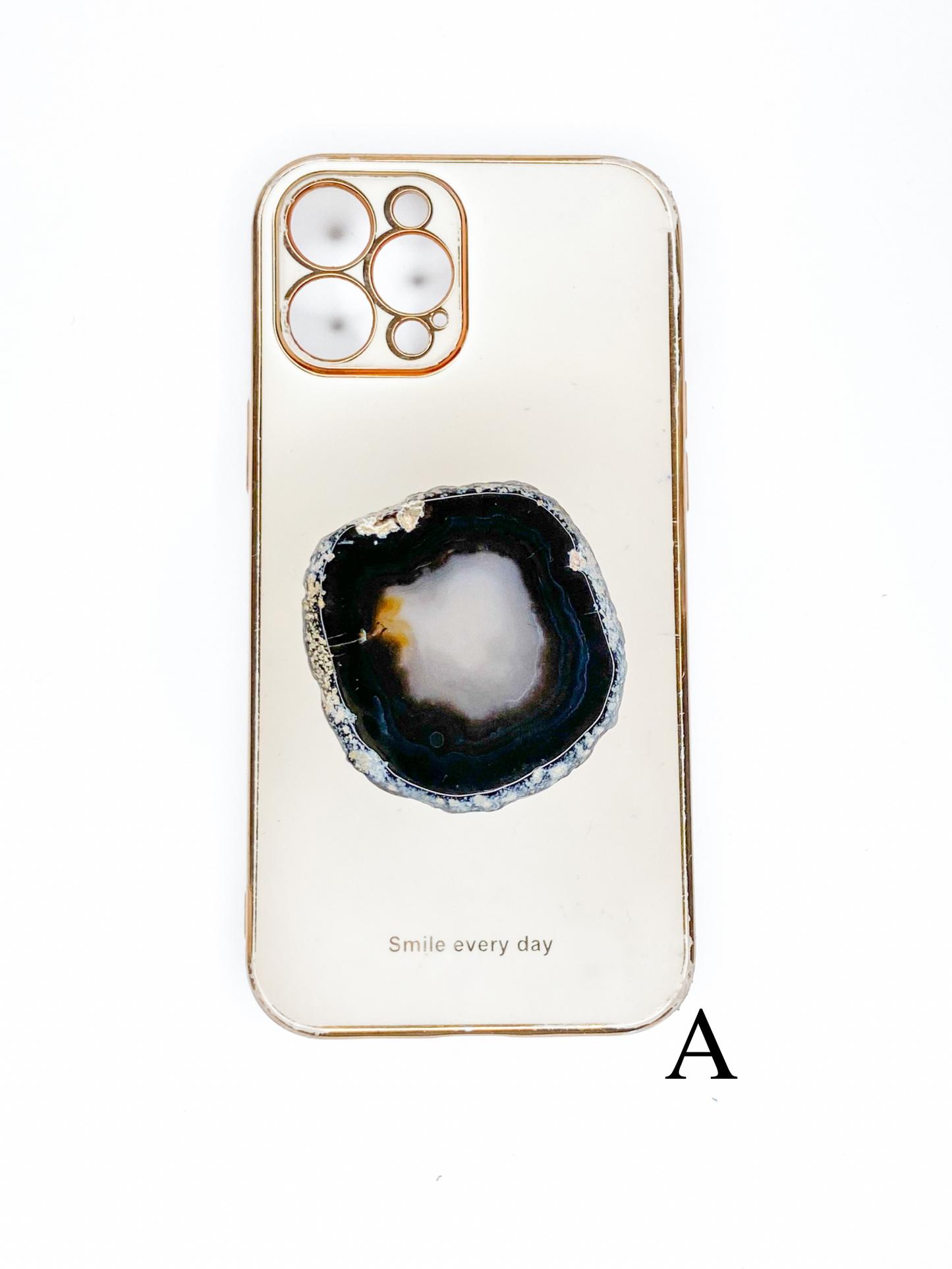 Black Natural Raw Agate Phone Stone