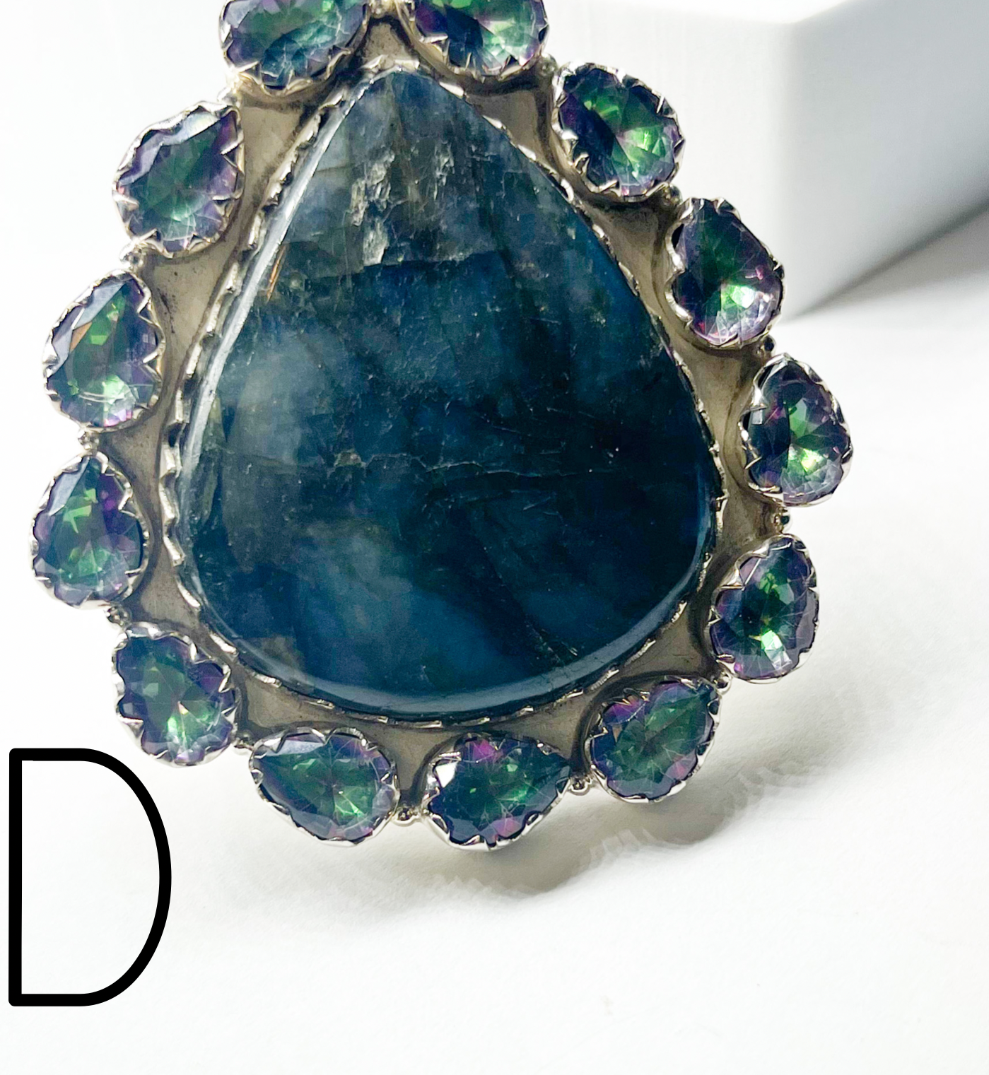Sterling Silver Labradorite and Mystic Quartz Statement Ring