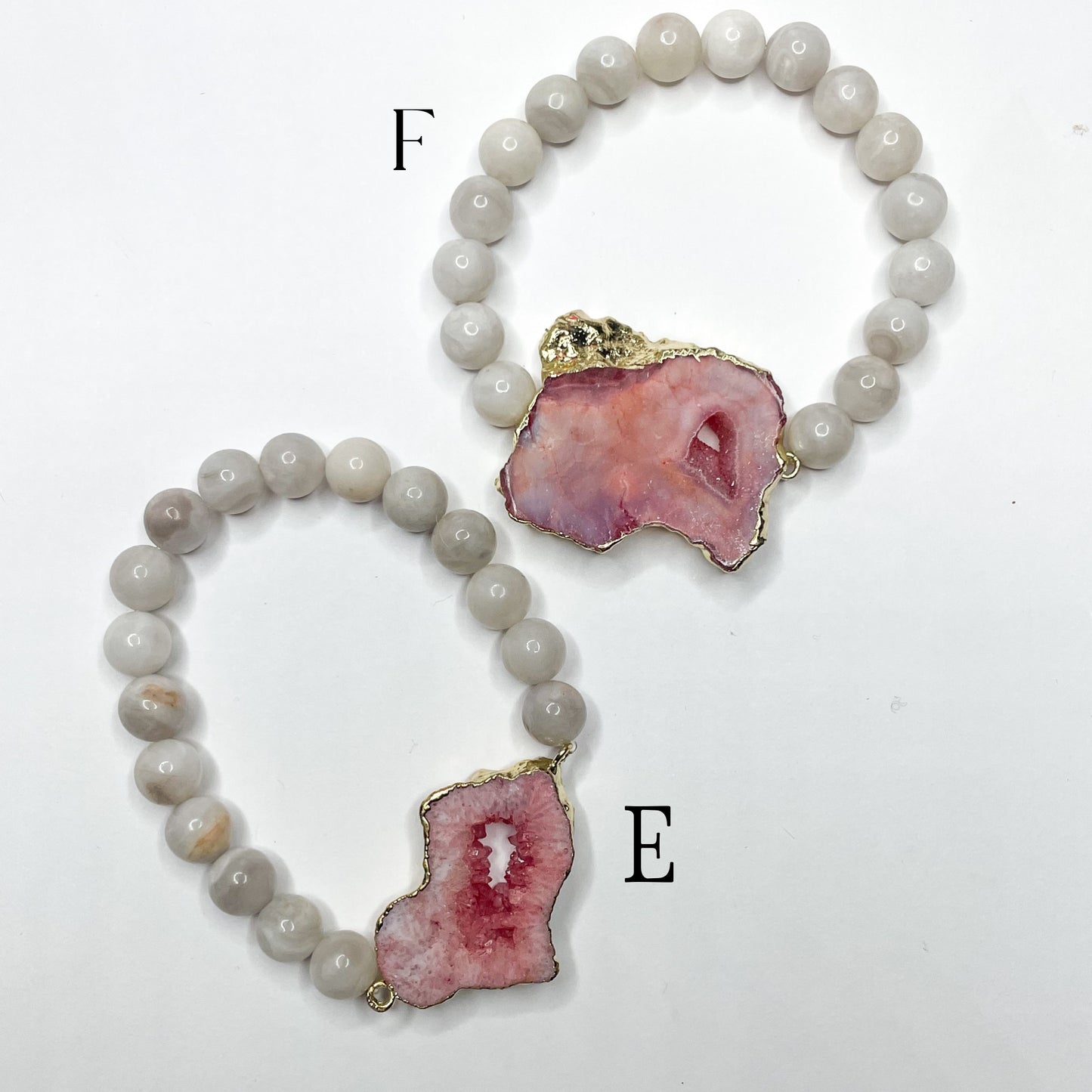 Pink Druzy Agate Stretch Bracelet - 110