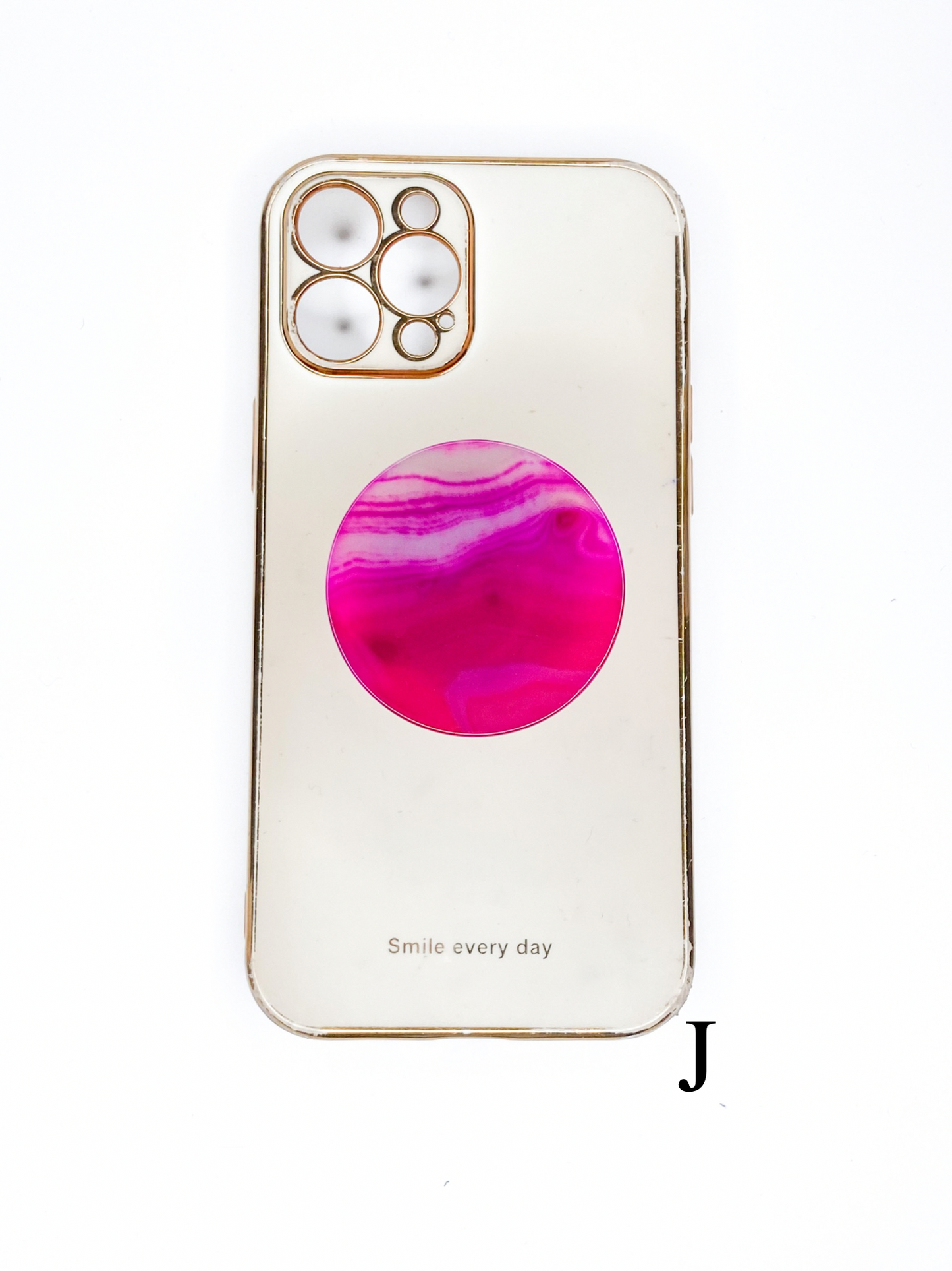 Pink Round Agate Phone Stones