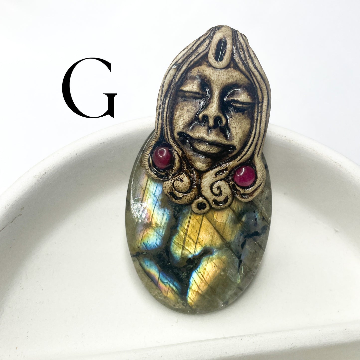 Face Labradorite Clay Pendants