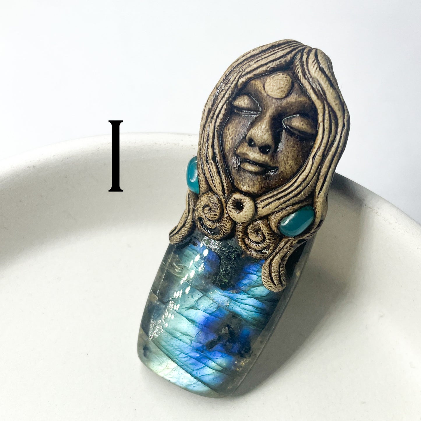Face Labradorite Clay Pendants