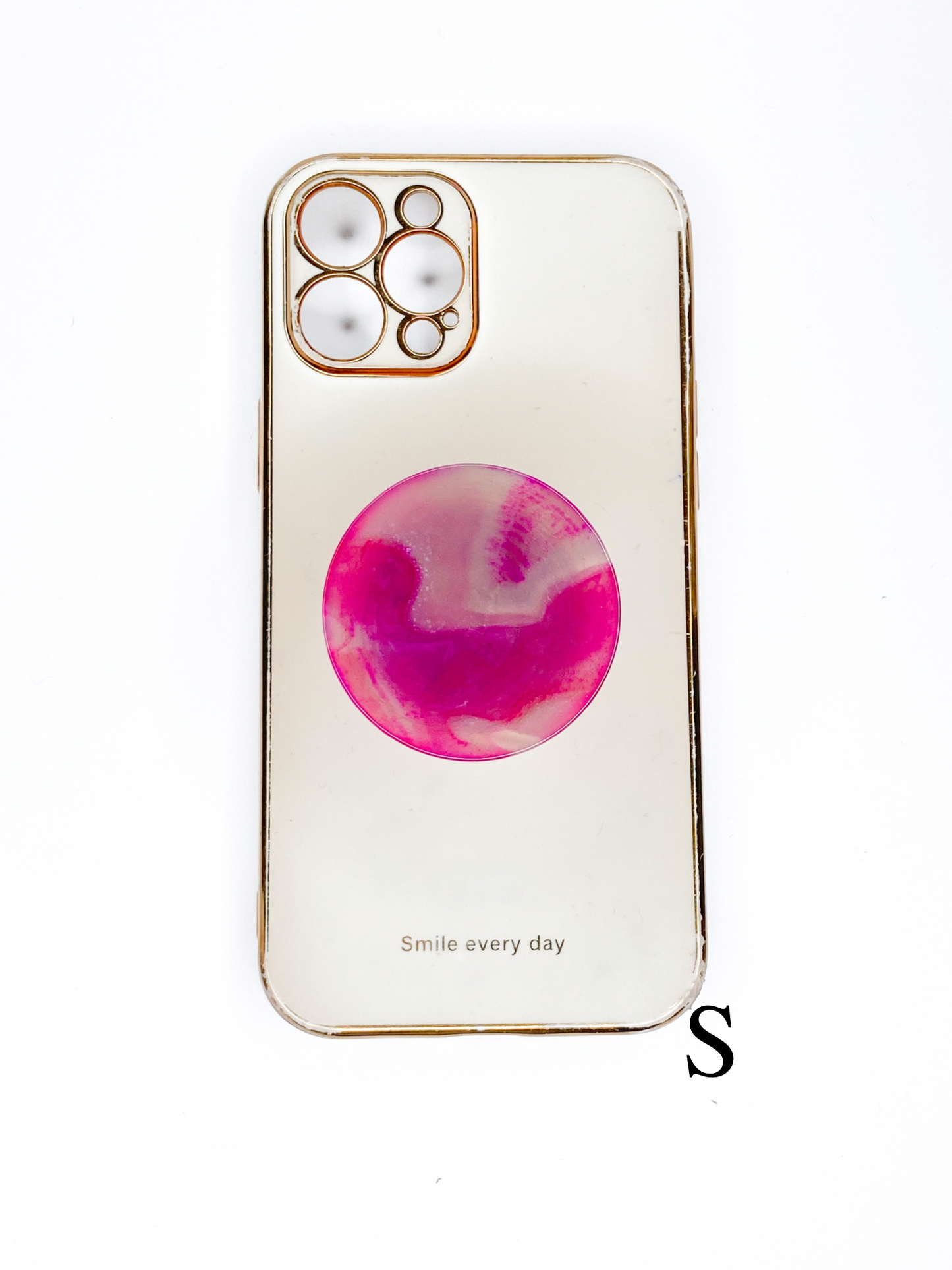 Pink Round Agate Phone Stones