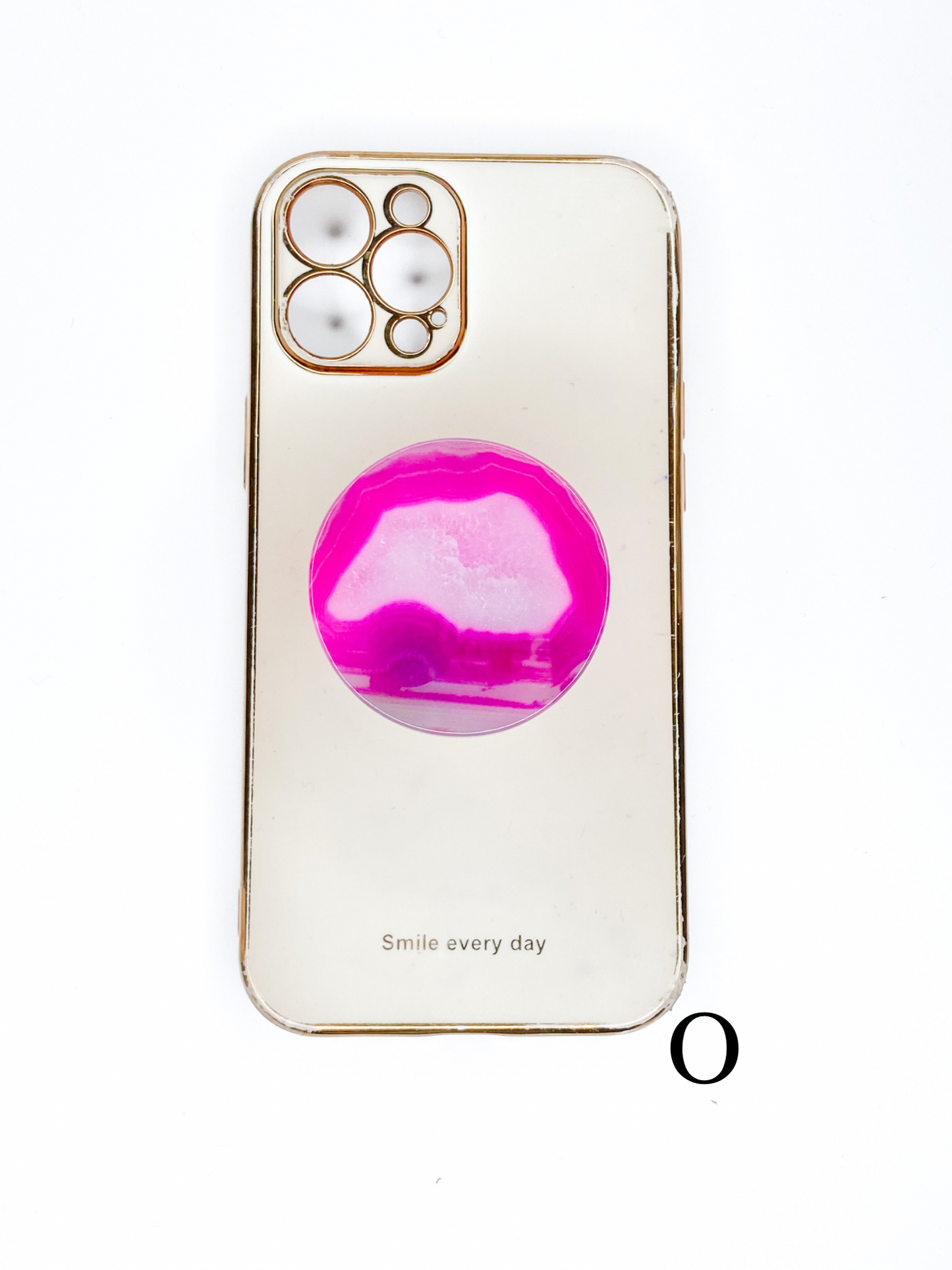 Pink Round Agate Phone Stones