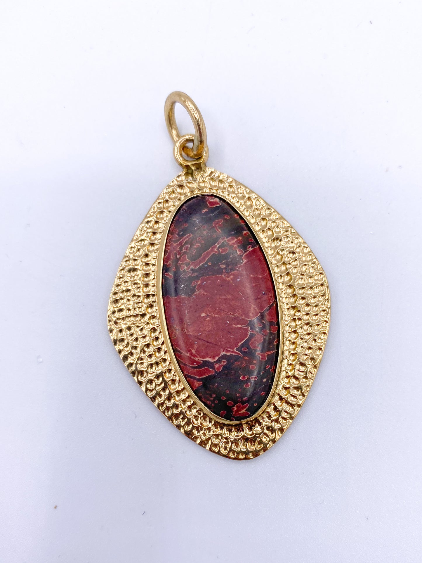 Red Creek Jasper with Hammered Lip Pendant-Alchemia