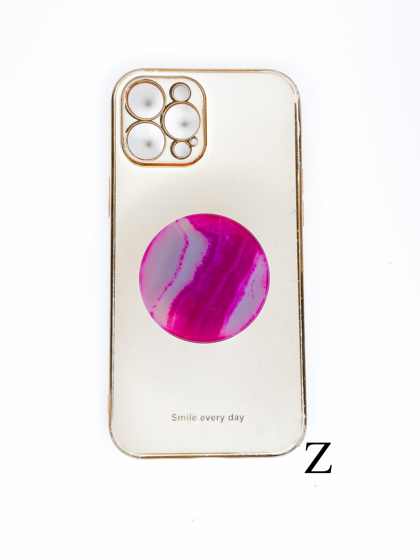 Pink Round Agate Phone Stones
