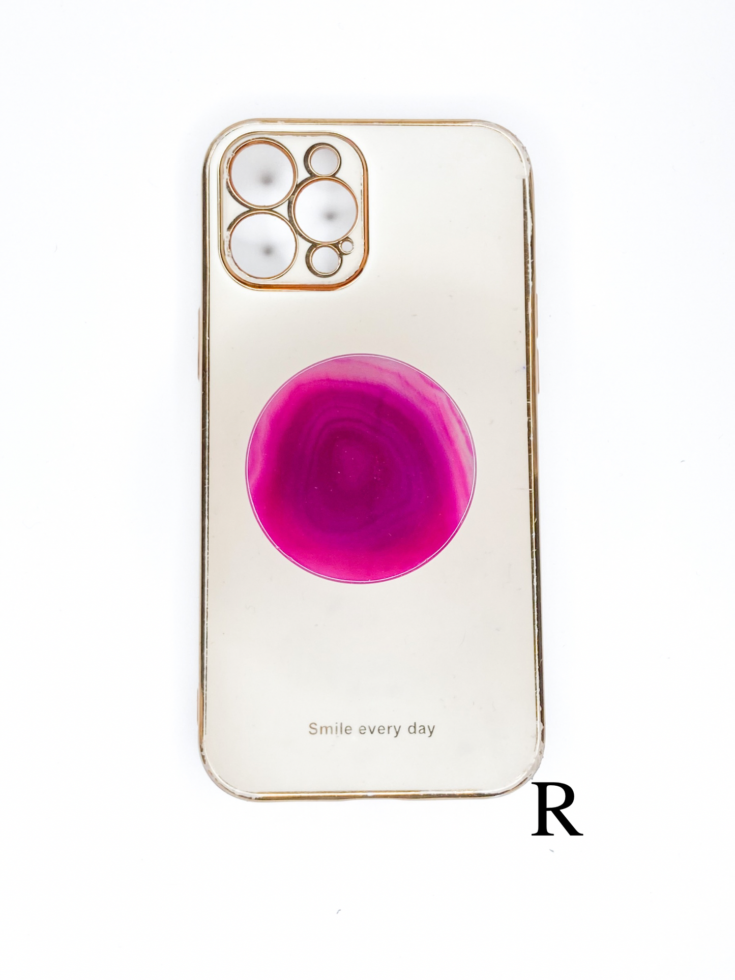 Pink Round Agate Phone Stones