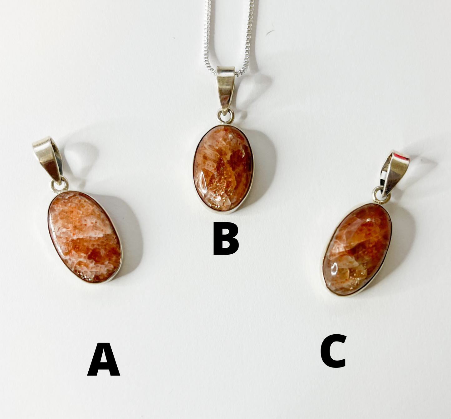 Sun Stone Pendants - Solid Sterling Silver