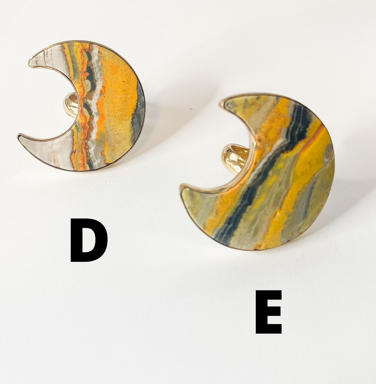 Bumble Bee Jasper Moon Statement Rings-Alchemia