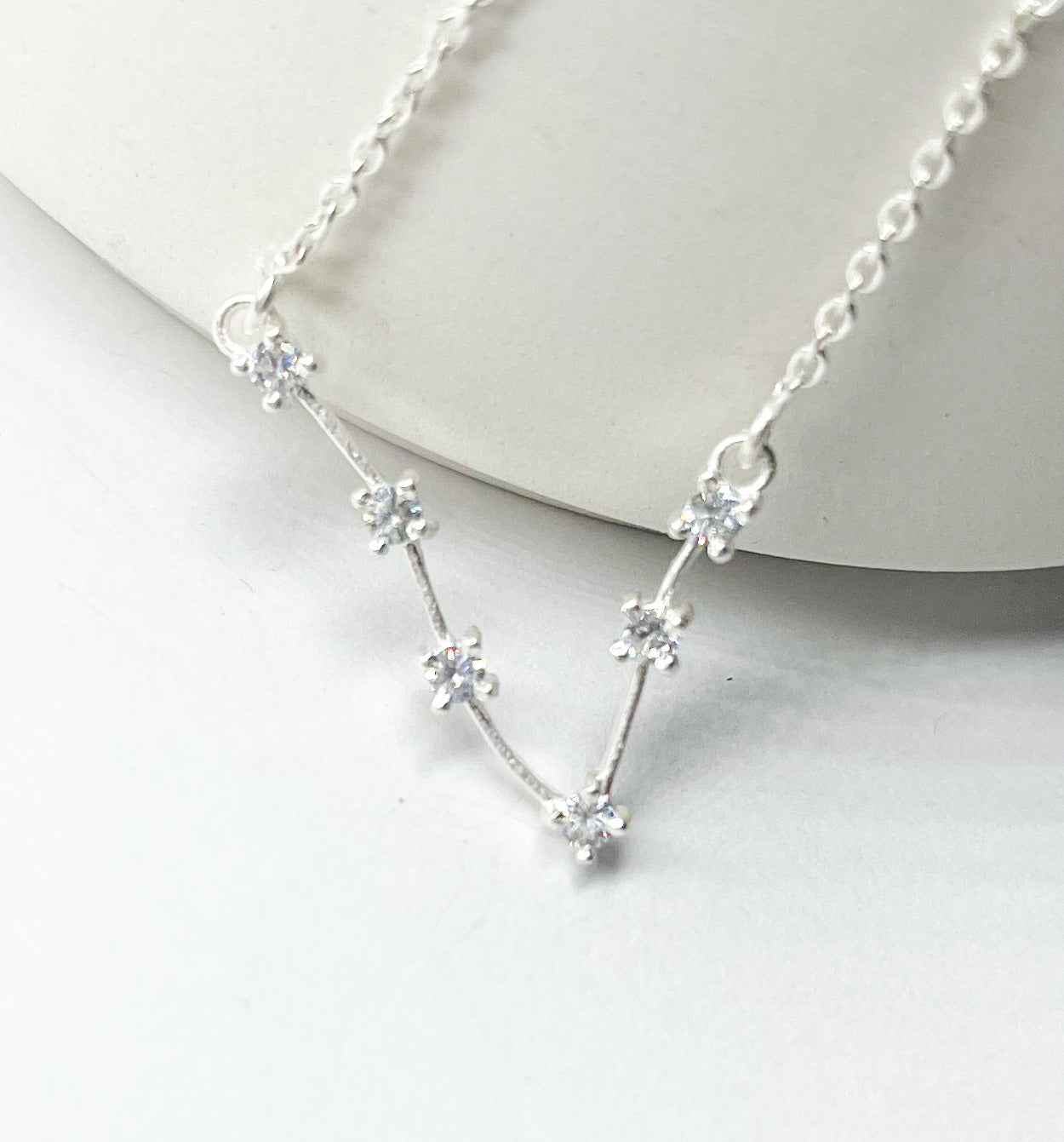 Pisces  Zodiac Necklace-Silver Constellation
