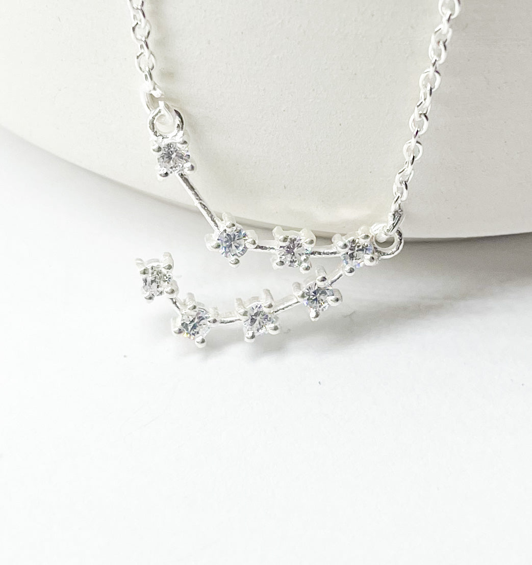 Capricorn Zodiac Necklace-Silver Constellation