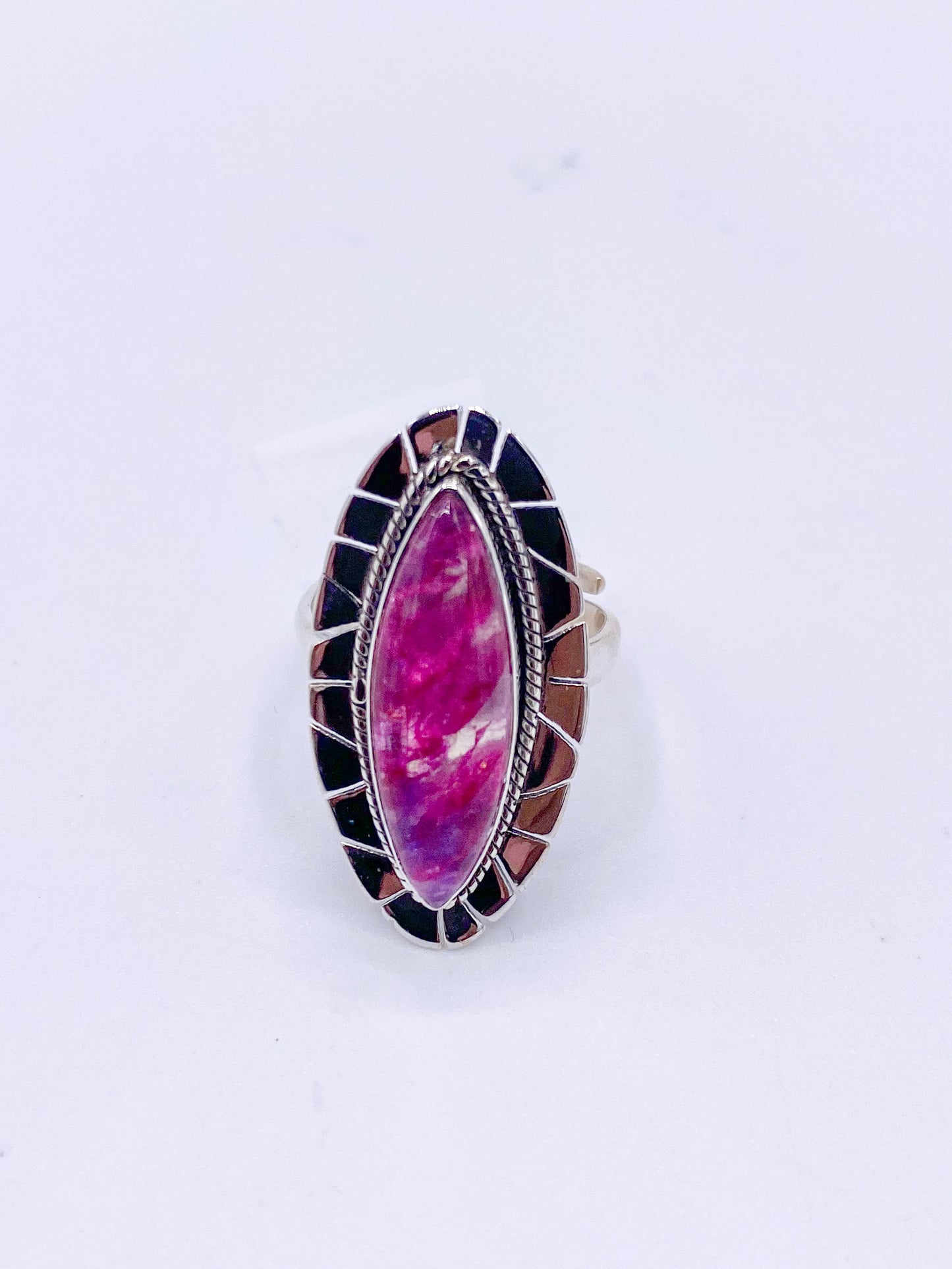 Pink Moonstone with Detailed Edge-Solid Sterling Silver