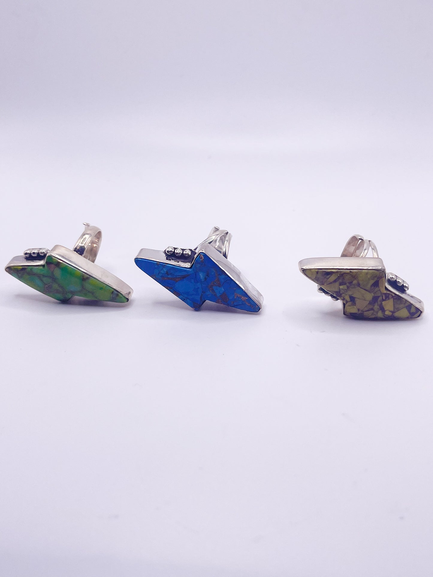 Turquoise Lighting Bolt Ring- Solid Sterling Silver