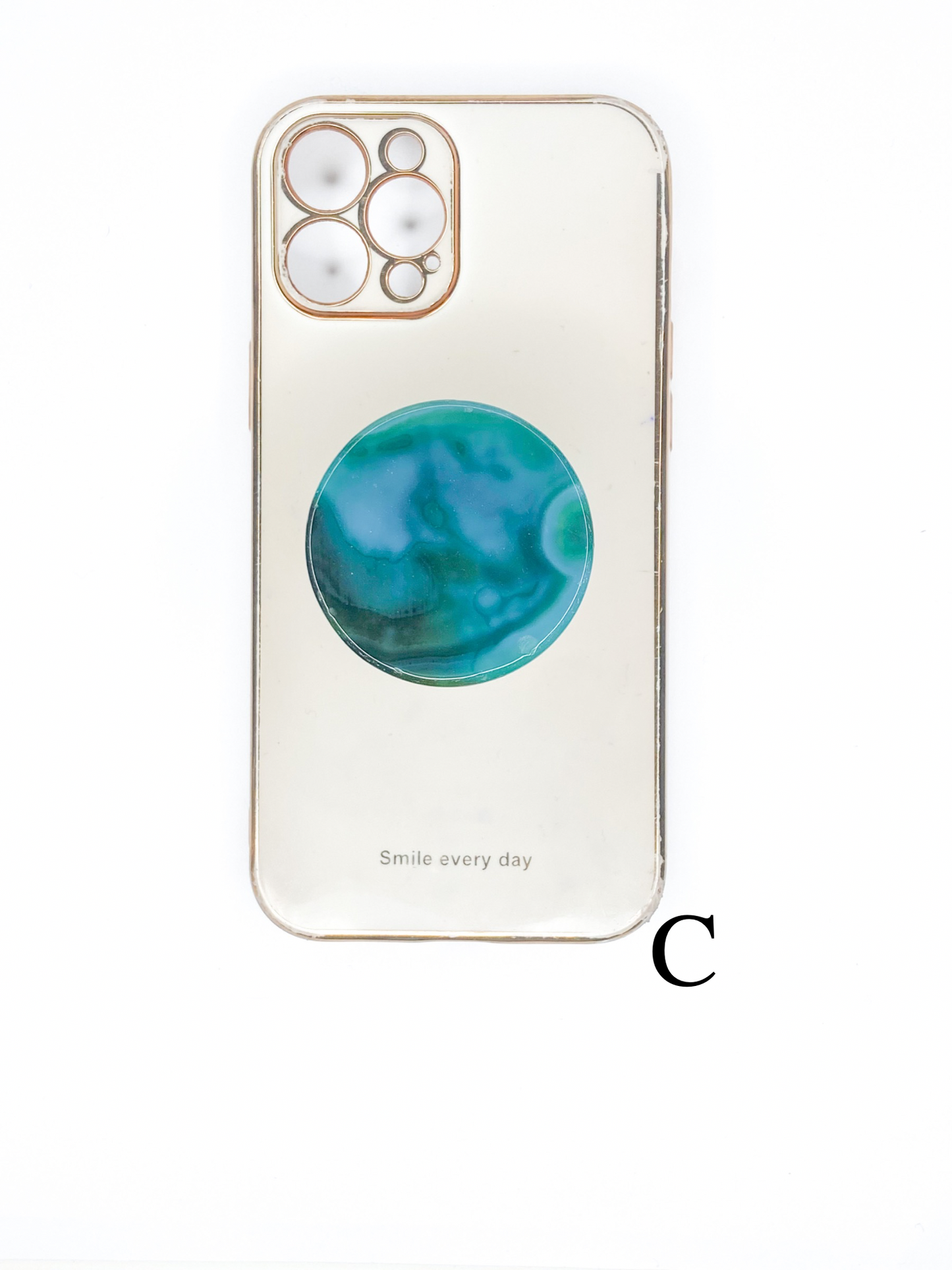 Green Round Agate Phone Stone