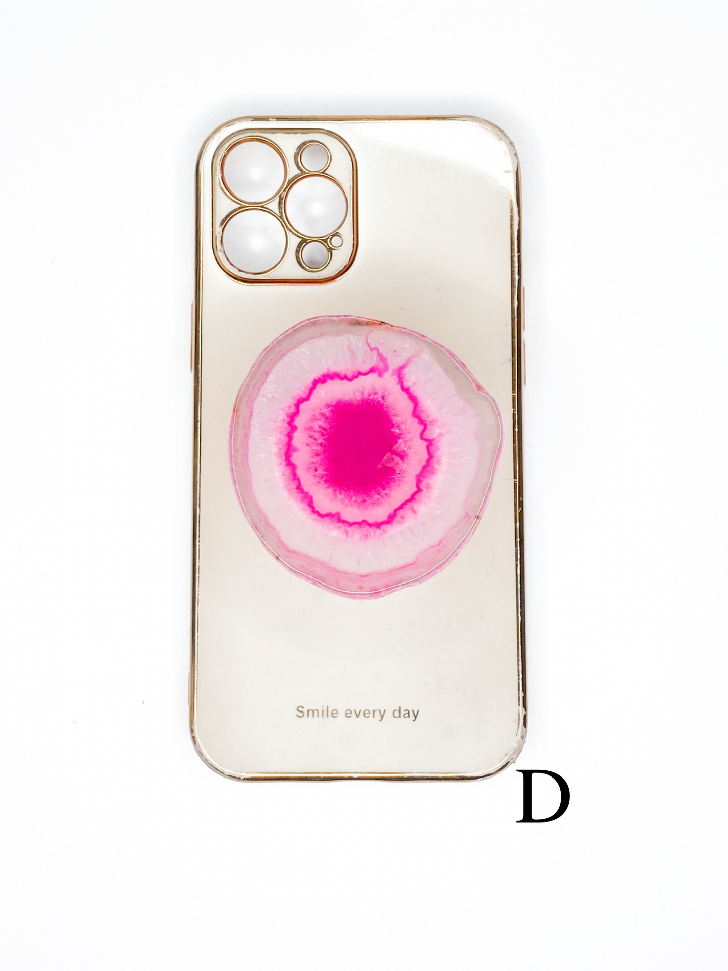 Pink Natural Raw Agate Phone Stone