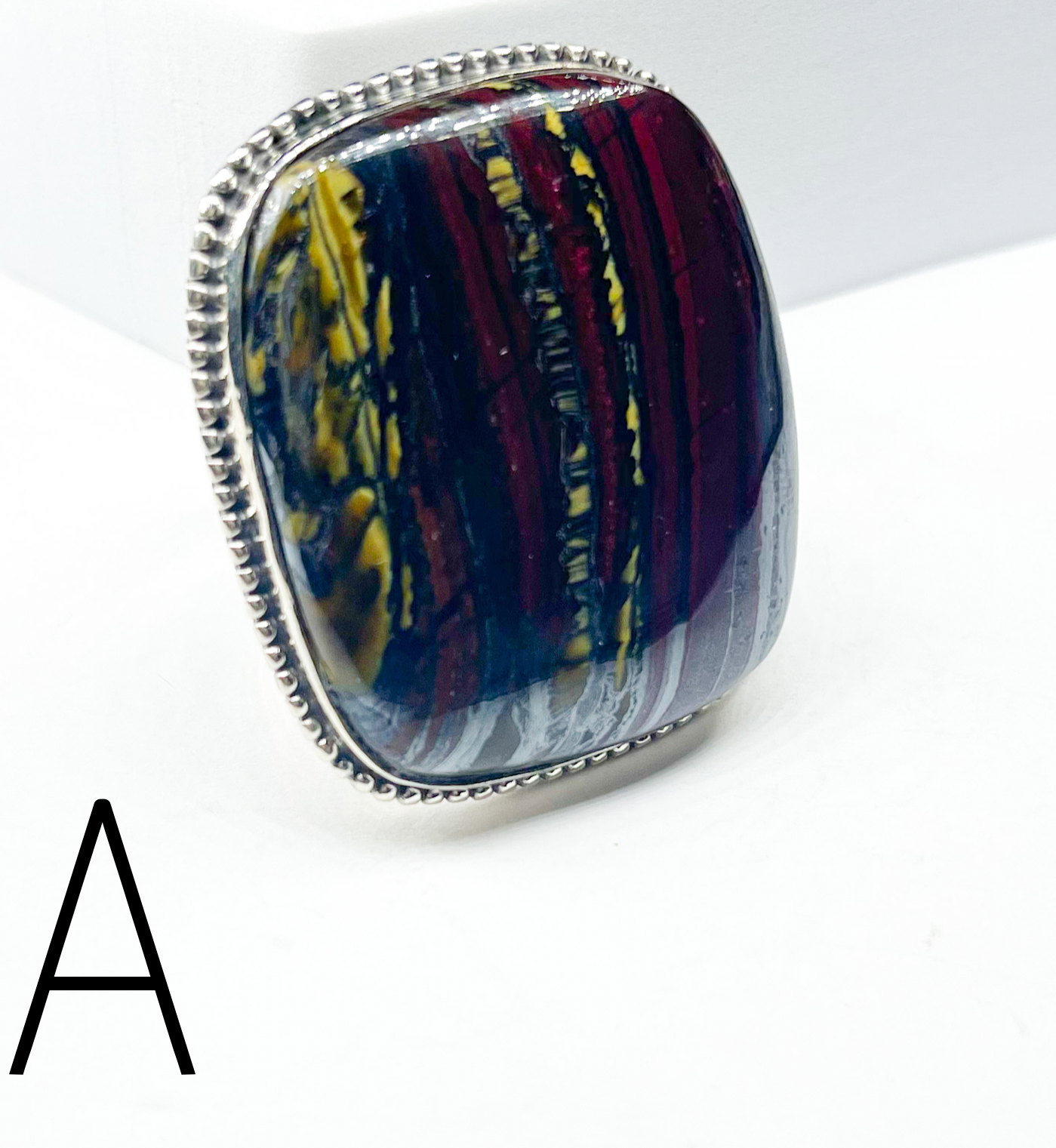 Tiger Iron Adjustable Flex Cuff Ring- Solid Sterling Silver