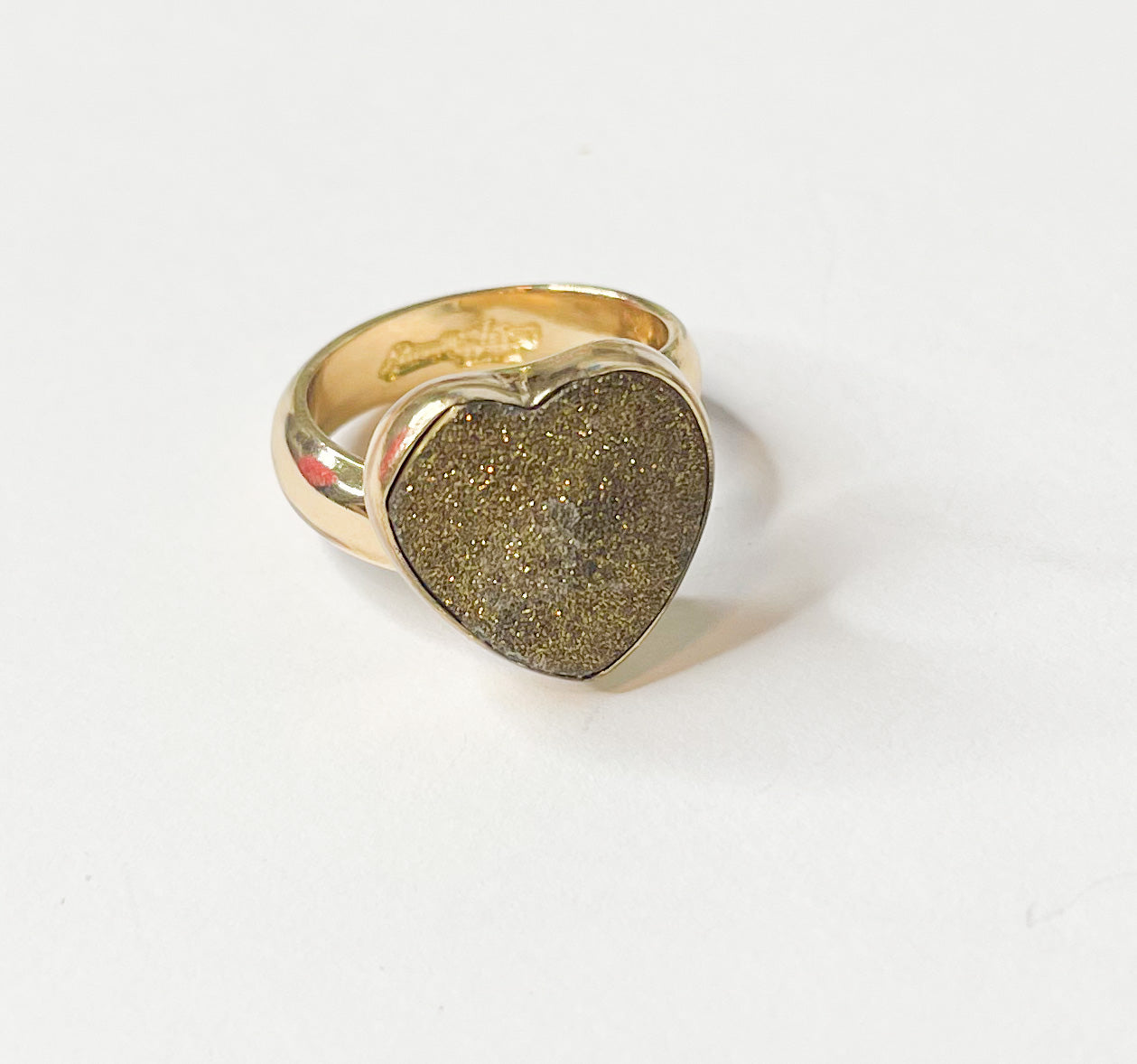 Gold Druzy Heart Adjustable Ring - Alchemia