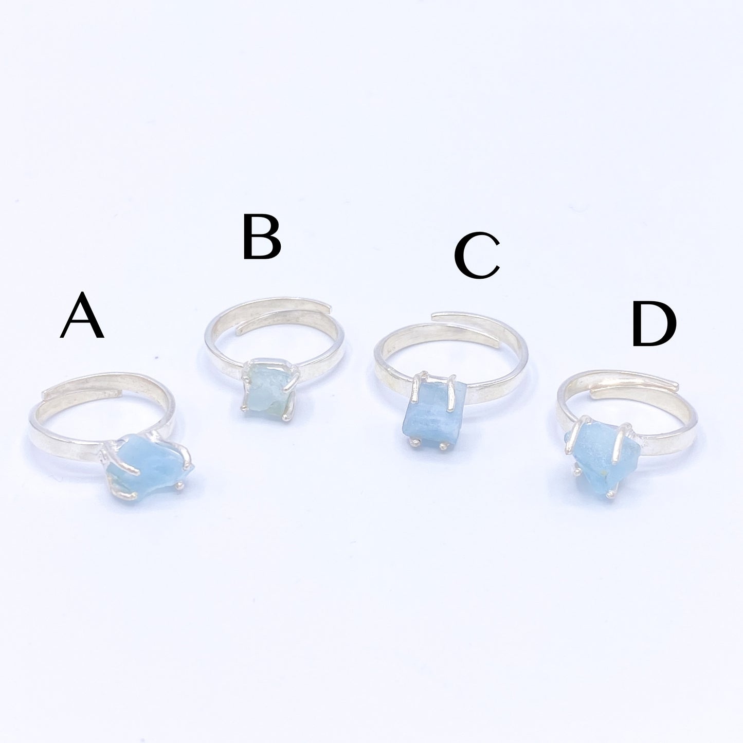 Raw Blue Topaz Adjustable Ring-Solid Sterling Silver