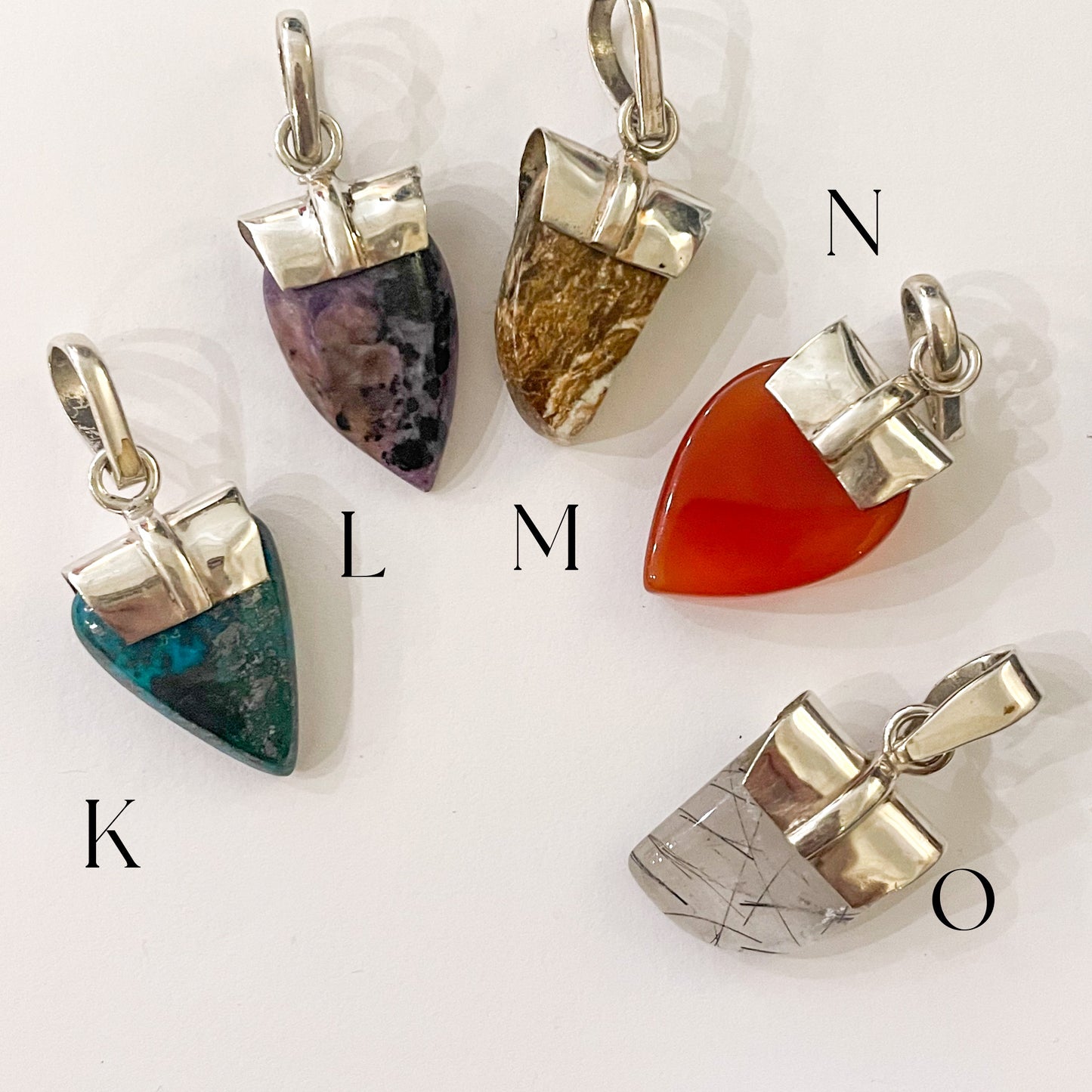 Baby Natural Stone Pendant - Solid Sterling Silver