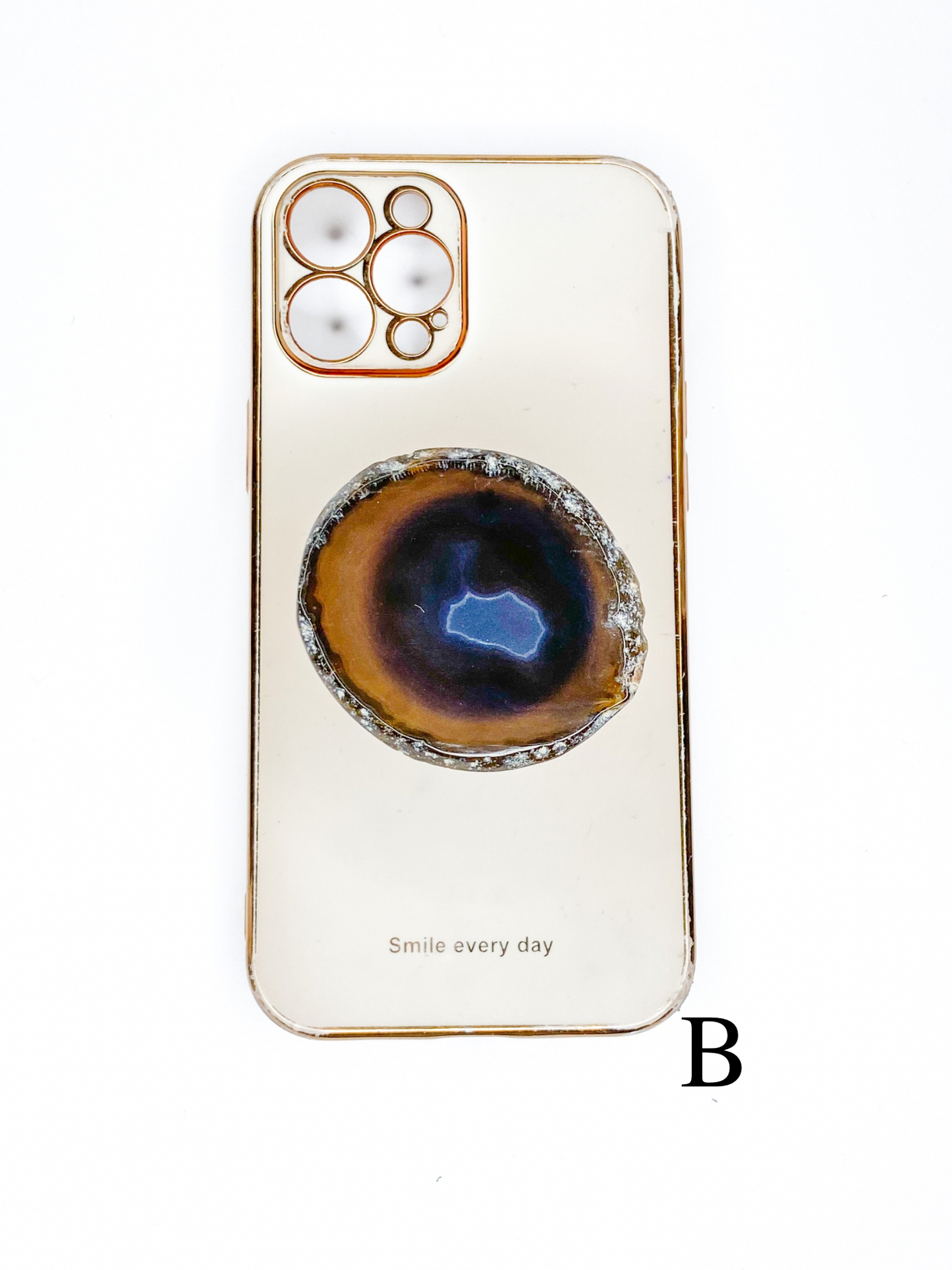 Black Natural Raw Agate Phone Stone