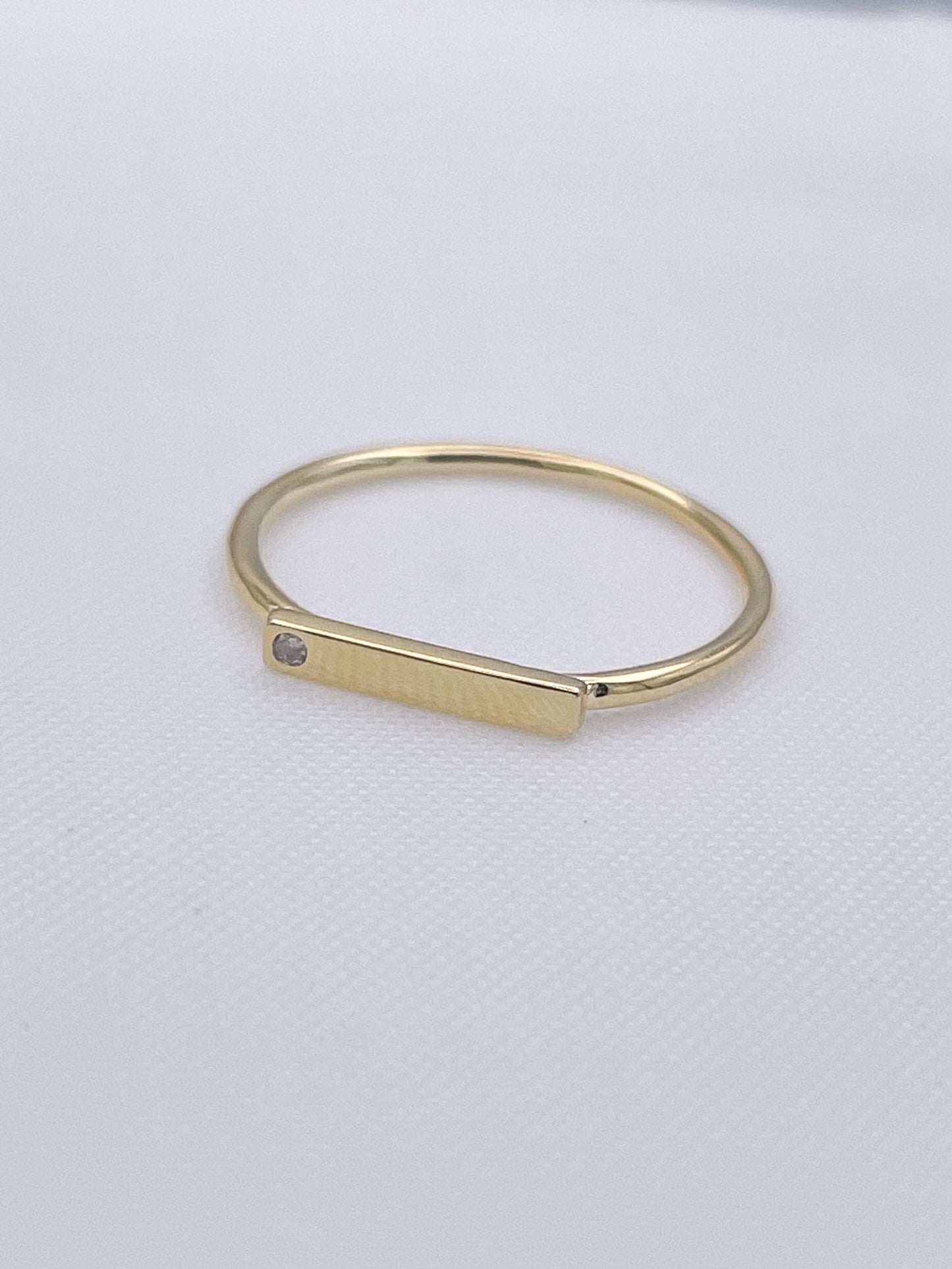 Minimalist CZ Bar Ring SIZED - Solid Sterling Silver