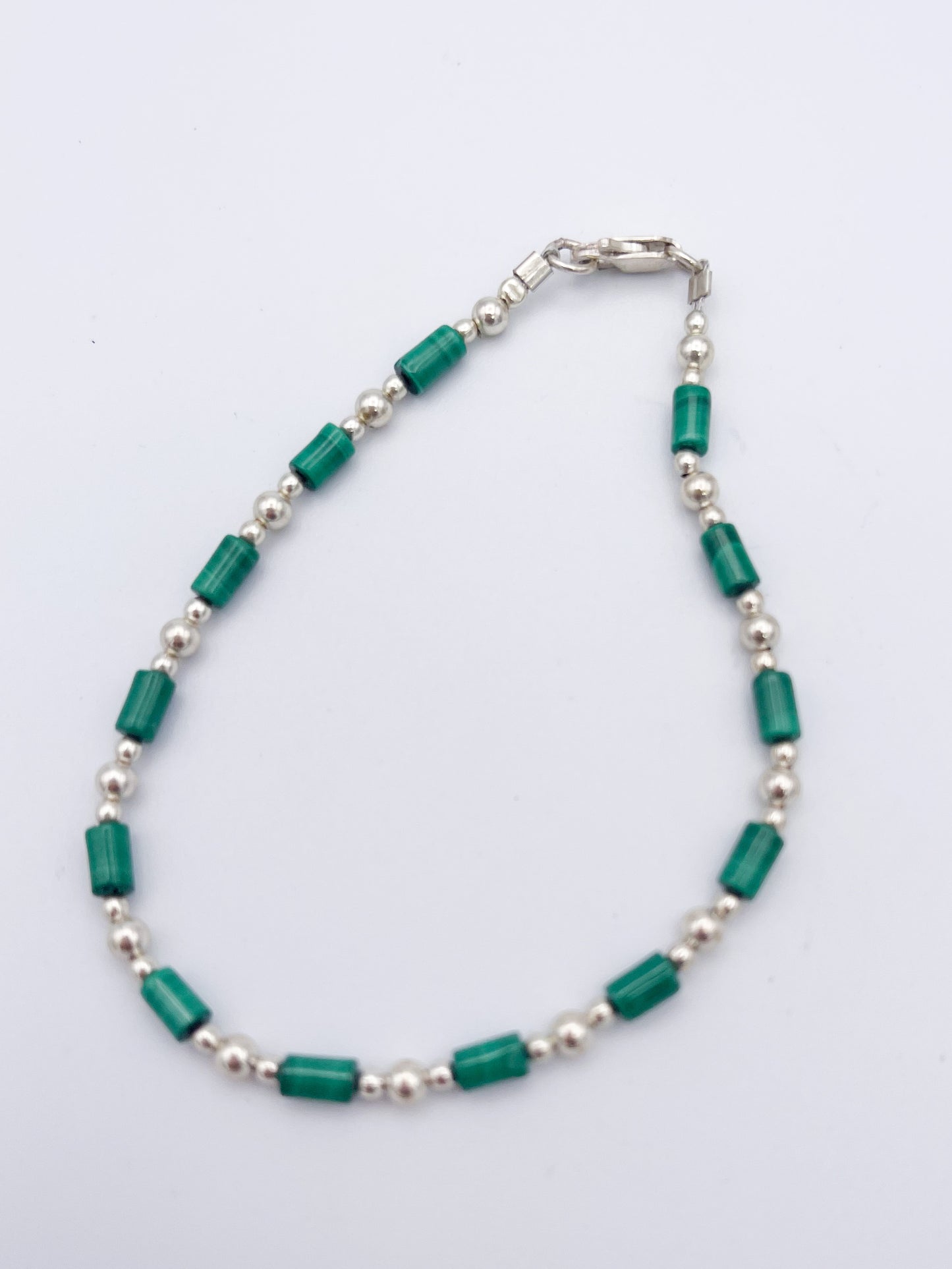 Malachite Bracelet-Solid Sterling Silver